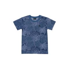 Quimby---Camiseta-Floral-para-Menino-Azul