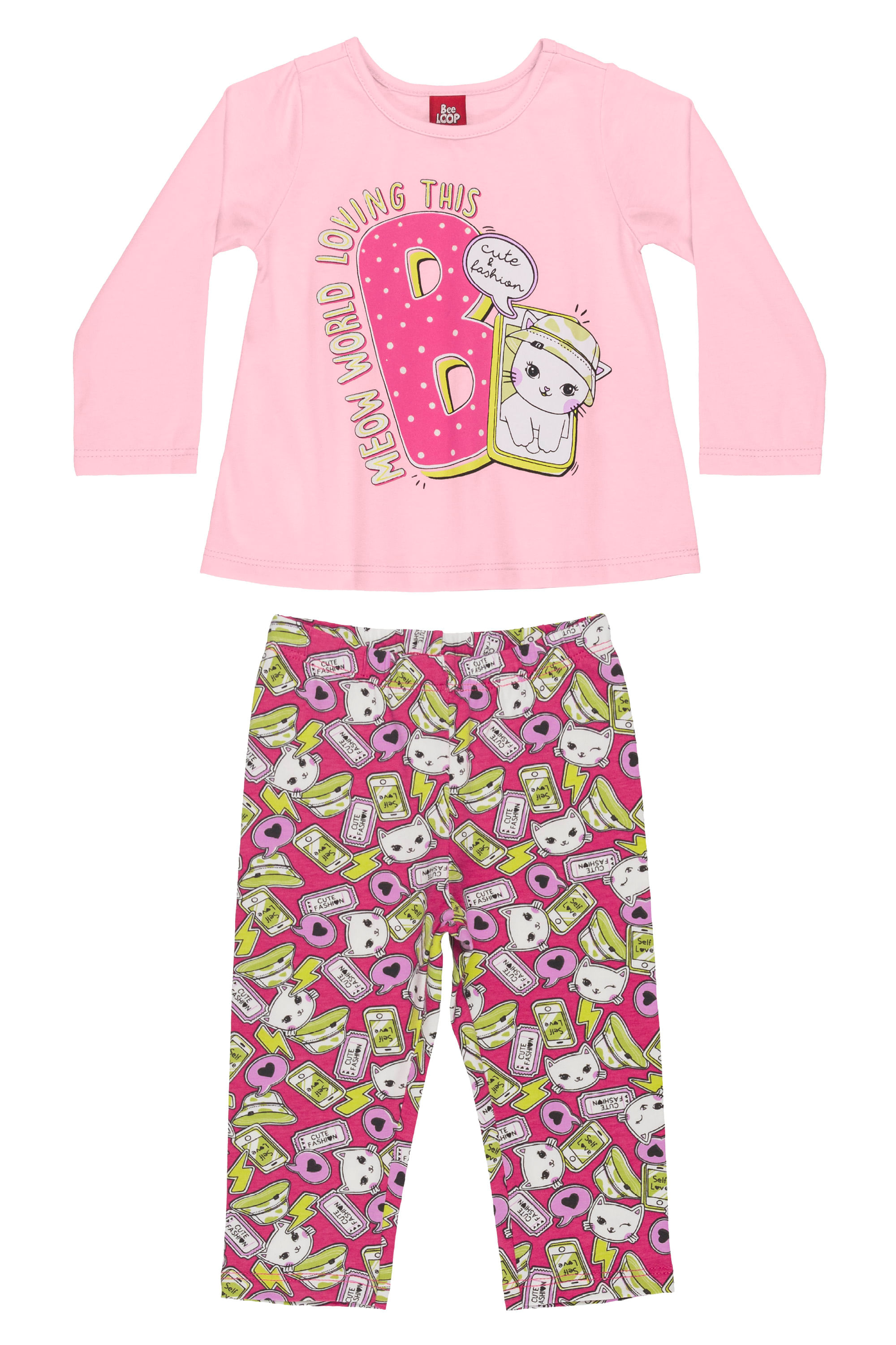 Conjunto com Blusa e Legging para Bebê Menina (Rosa Claro) Bee Loop