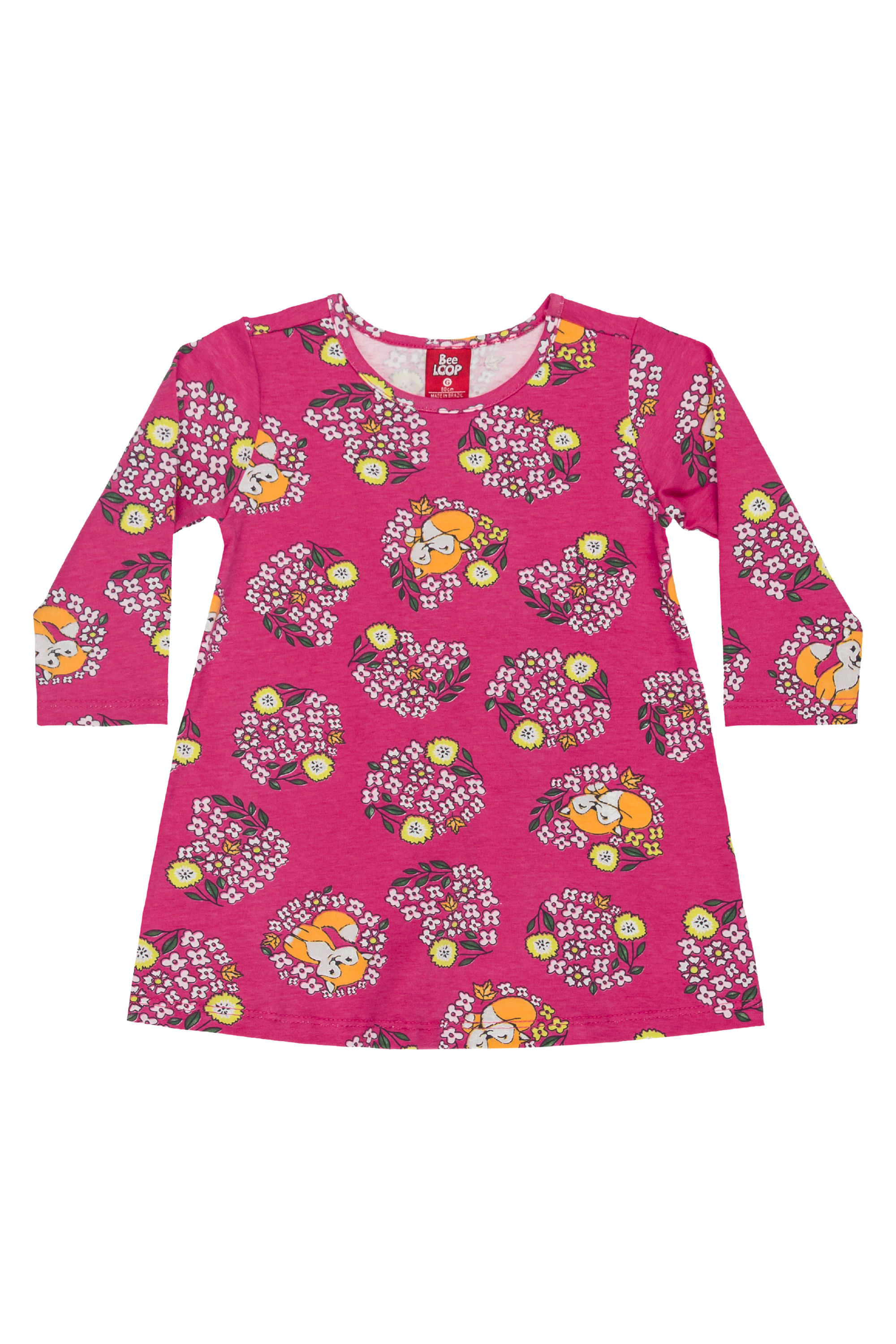 Vestido manga longa em Cotton para Bebês (Rosa) Bee Loop - Imagem 2