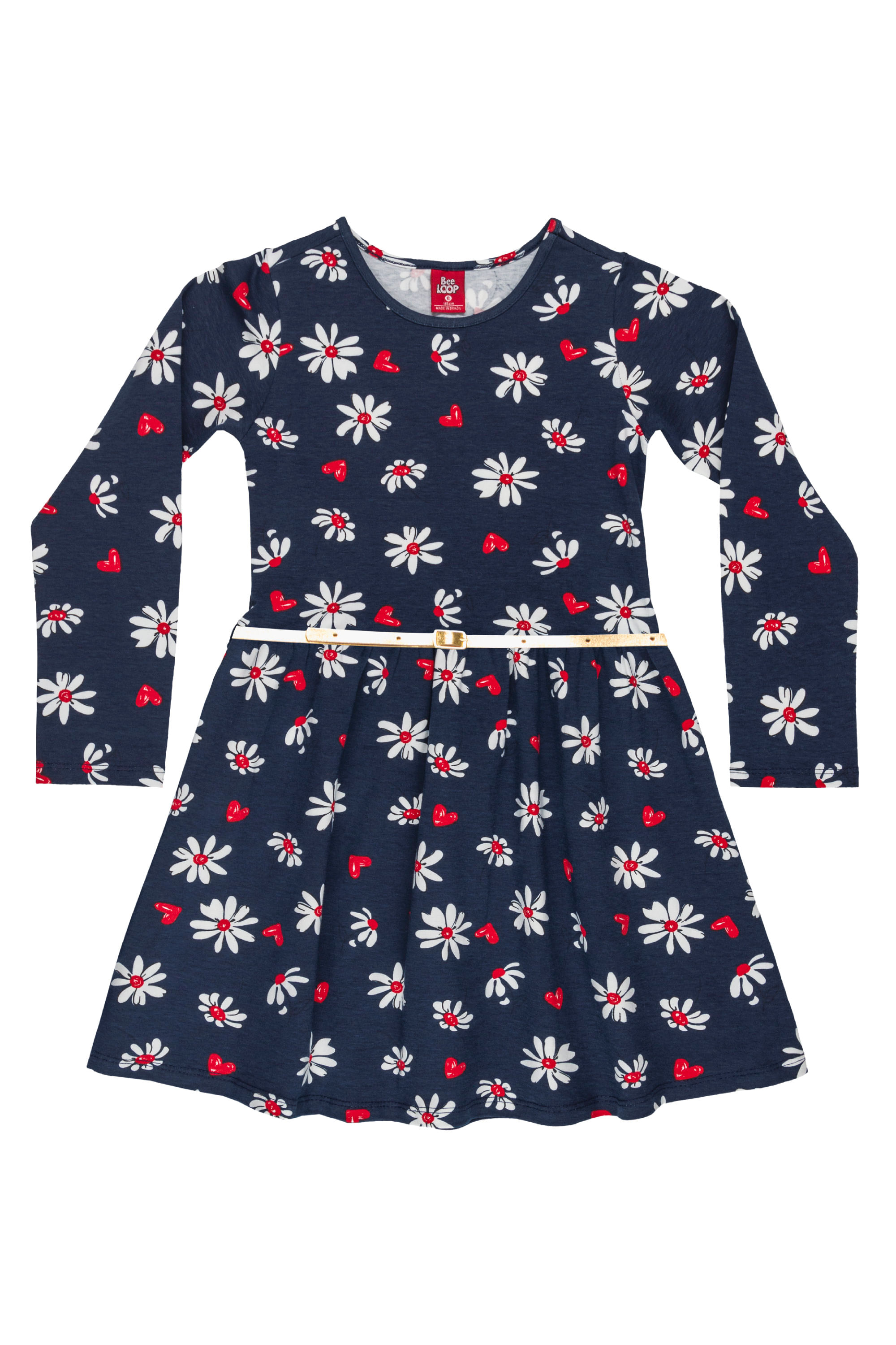 Vestido manga longa Infantil em Cotton (Azul) Bee Loop - Imagem 2