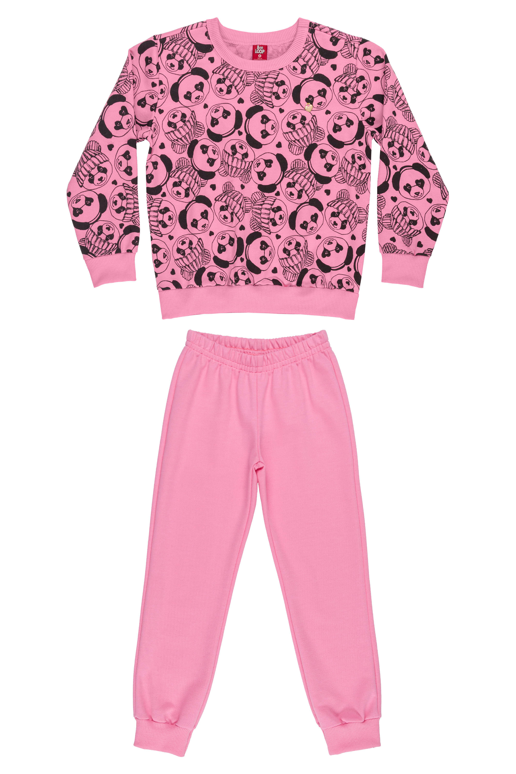 Conjunto Infantil para Meninas com Blusão e Calça de Moletom (Rosa) Bee Loop - Imagem 2