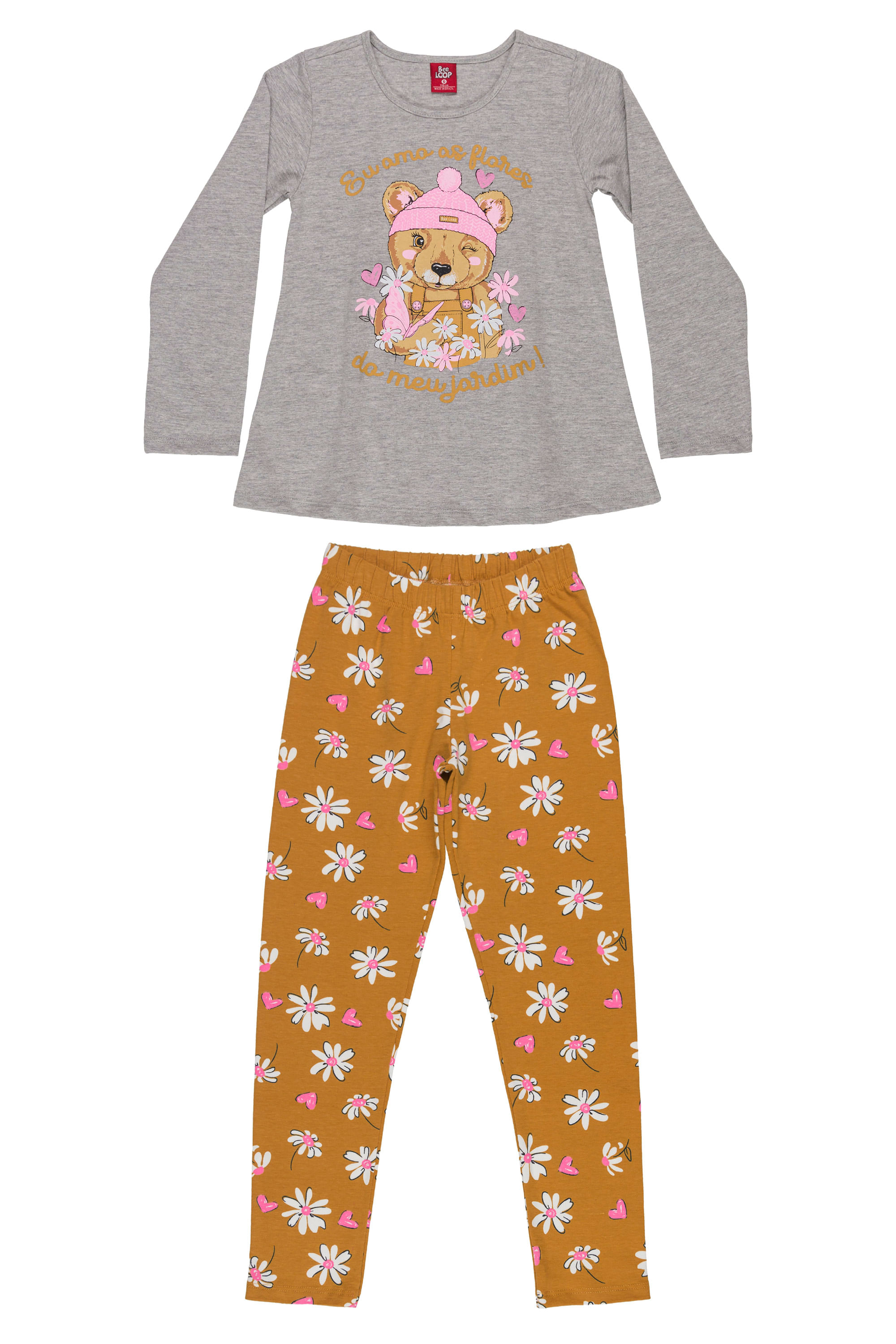 Conjunto com Blusa e Calça Infantil Feminino (Azul) Bee Loop