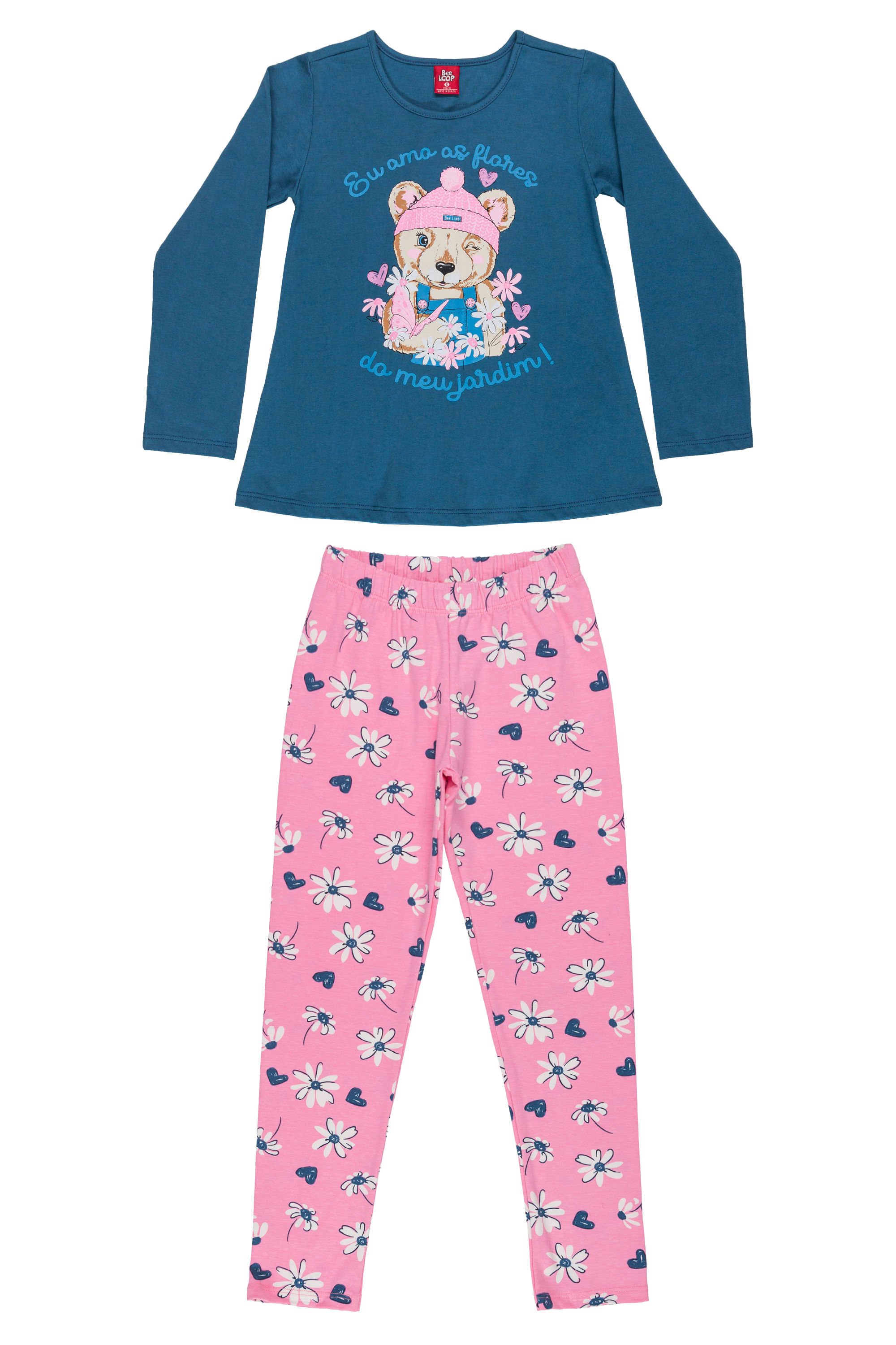 Conjunto com Blusa e Calça Infantil Feminino (Azul) Bee Loop