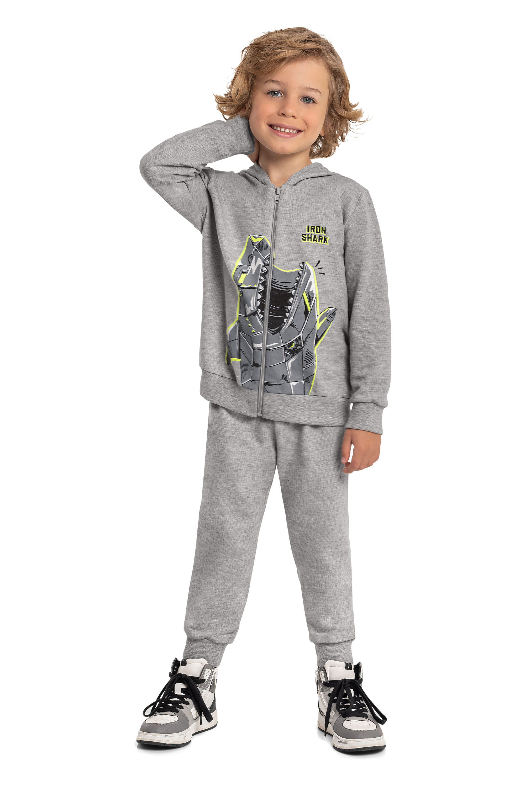 Conjunto de Inverno com Jaqueta e Calça de Moletom (Cinza) Bee Loop