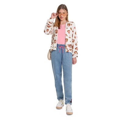 Jaqueta Feminina Infantil com Capuz em Molecotton (Bege) Gloss