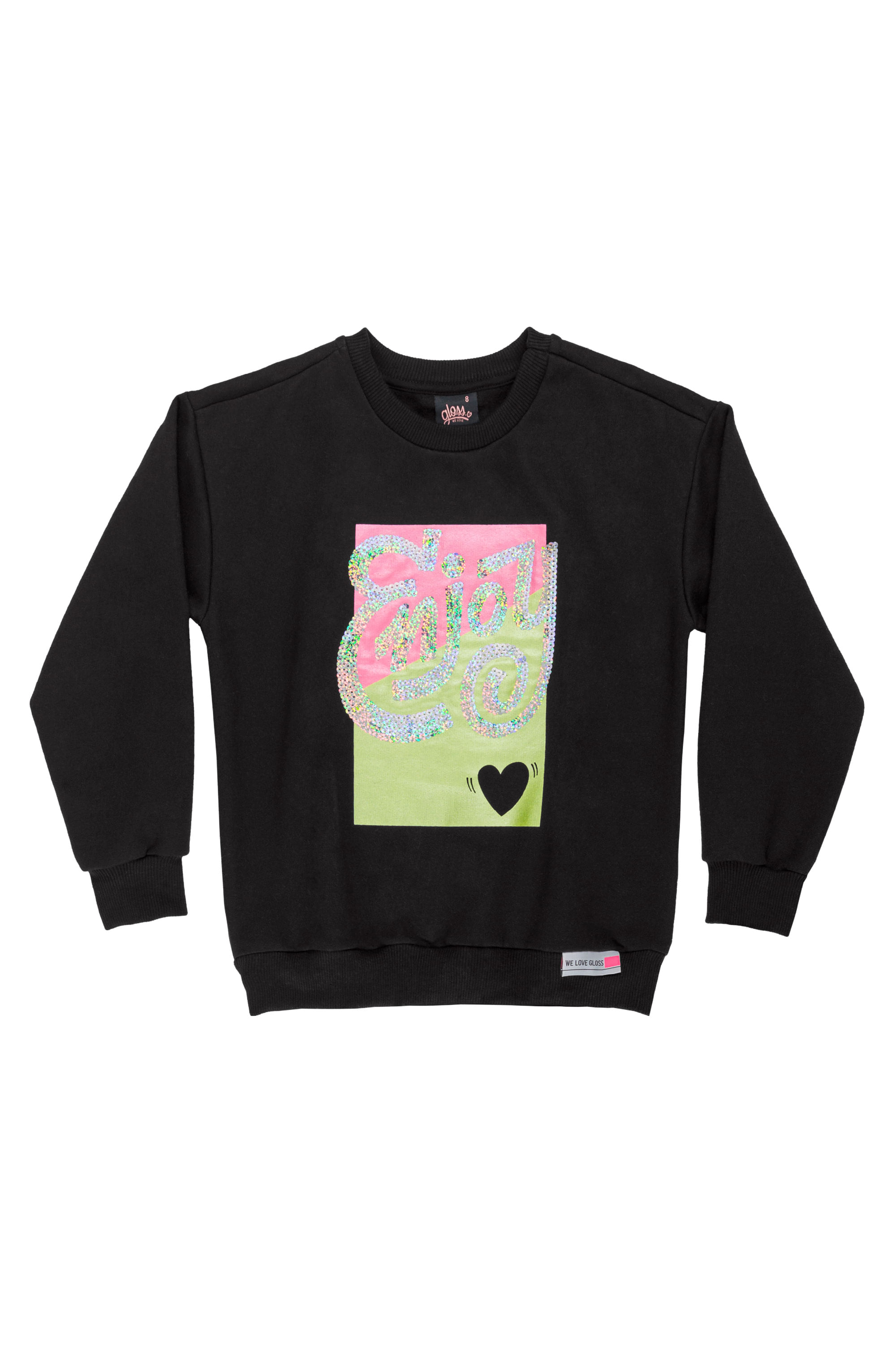 Blusão Feminino Infantil com Bordado (Preto) Gloss - Imagem 2