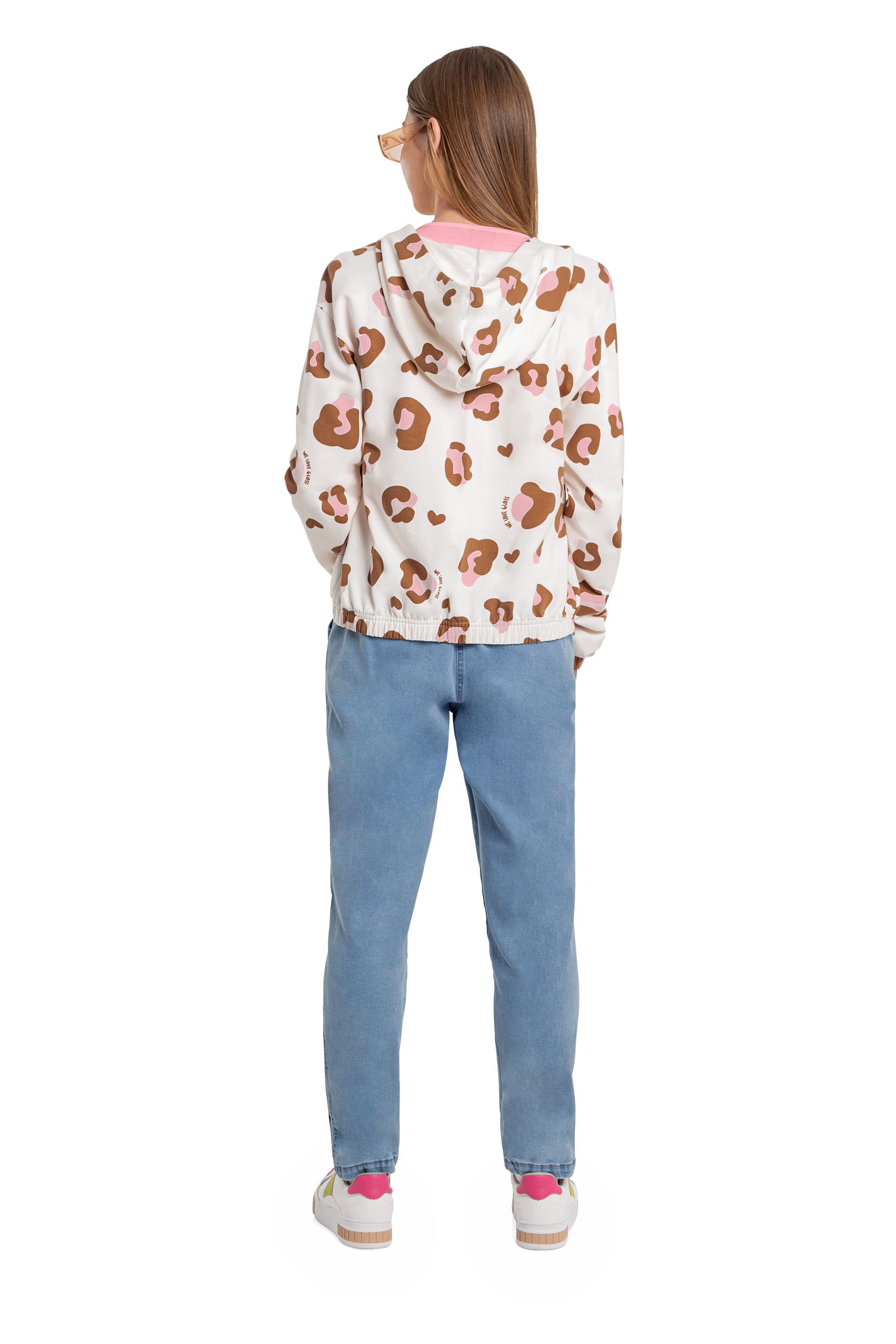 Jaqueta Feminina Infantil com Capuz em Molecotton (Bege) Gloss - Imagem 3