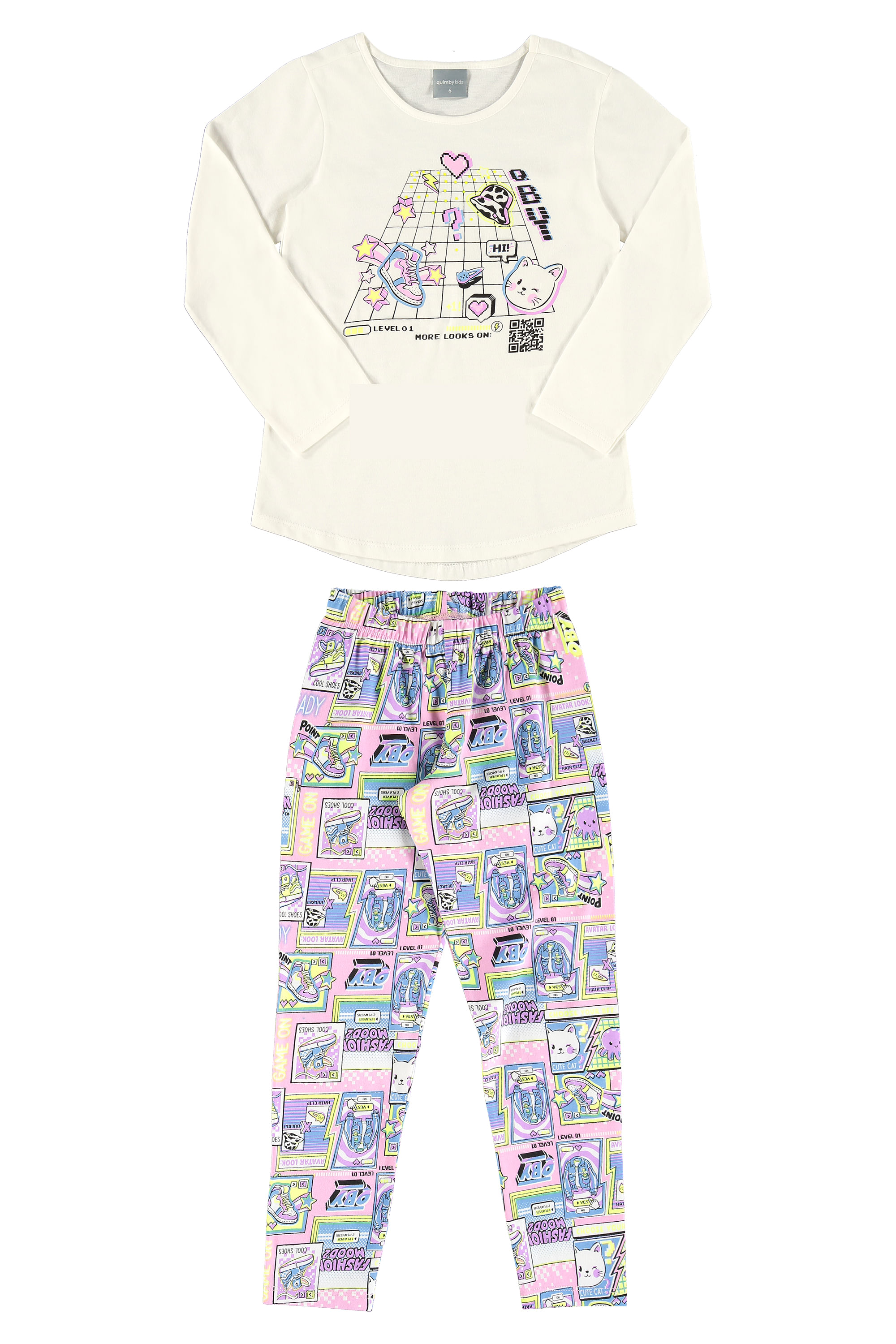 Conjunto Infantil Blusa e Calça Legging (Branco) Quimby - Imagem 2