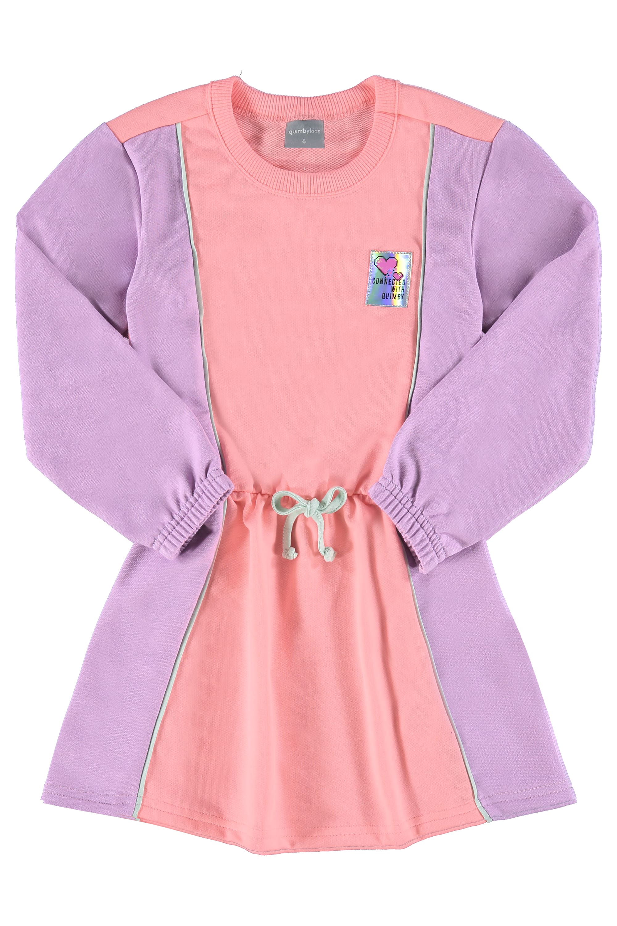 Vestido Infantil Moletom Manga Longa (Rosa) Quimby - Imagem 2
