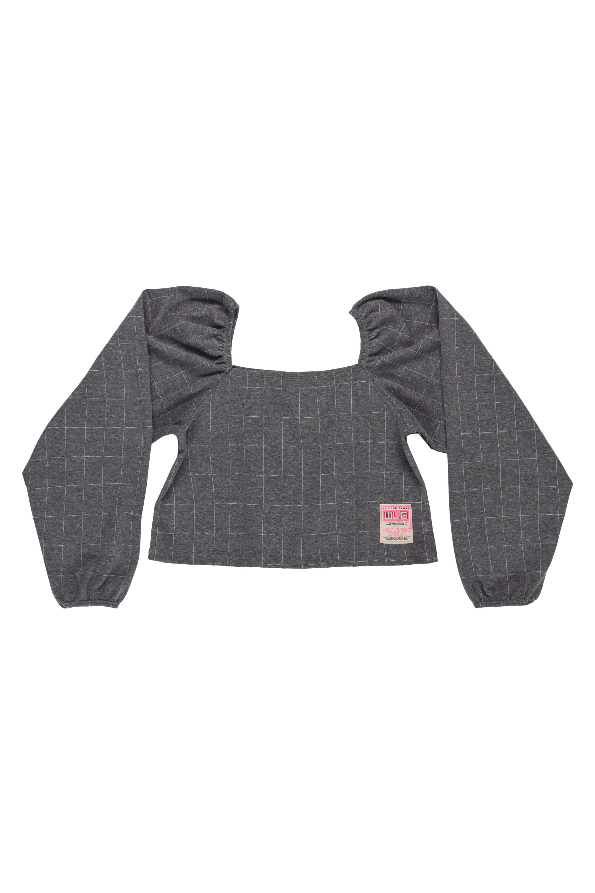 Blusa Cropped em Jacquard Infantil (Cinza Escuro) Gloss - Imagem 2