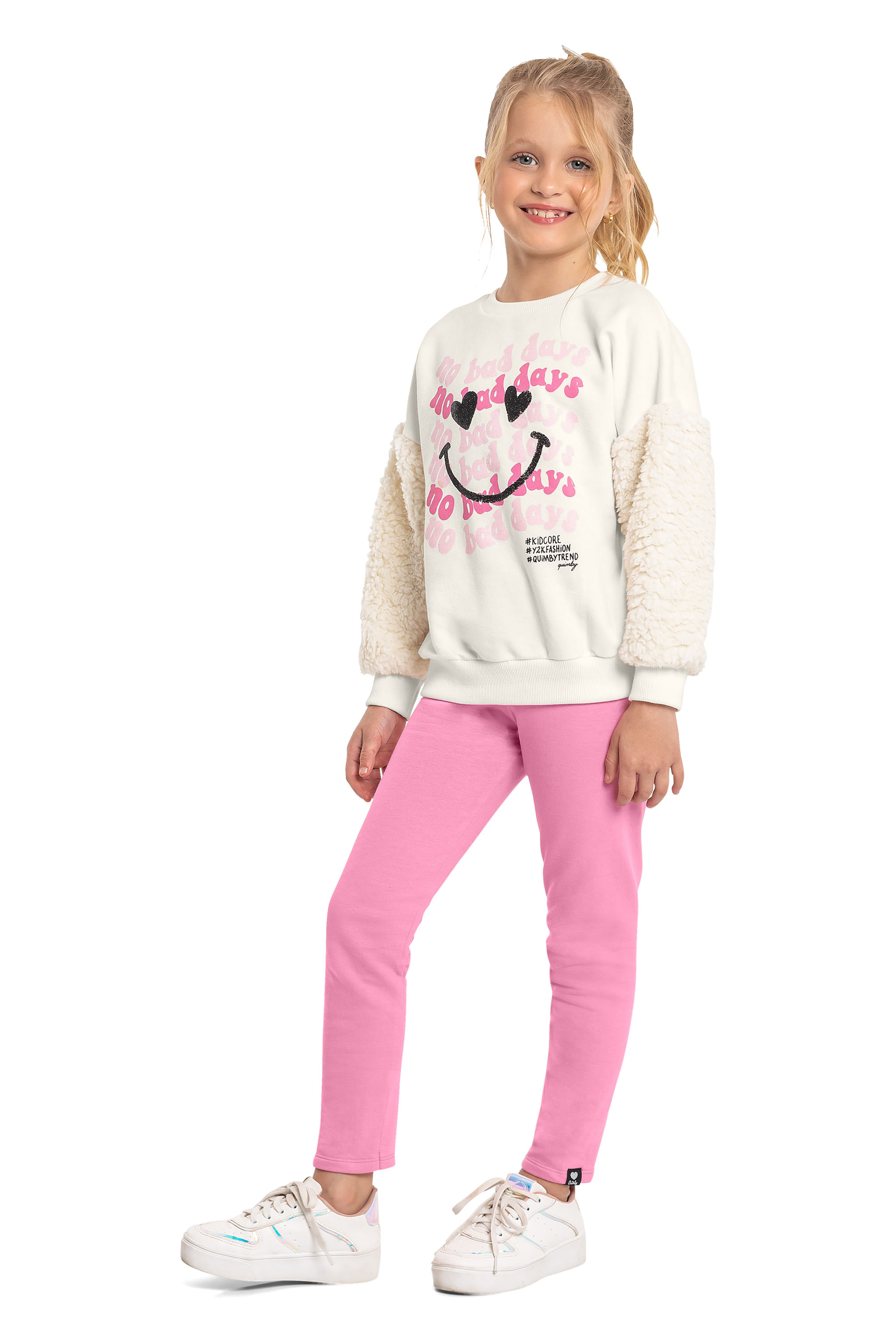 Legging Básica Infantil em Cotton (Rosa) Quimby