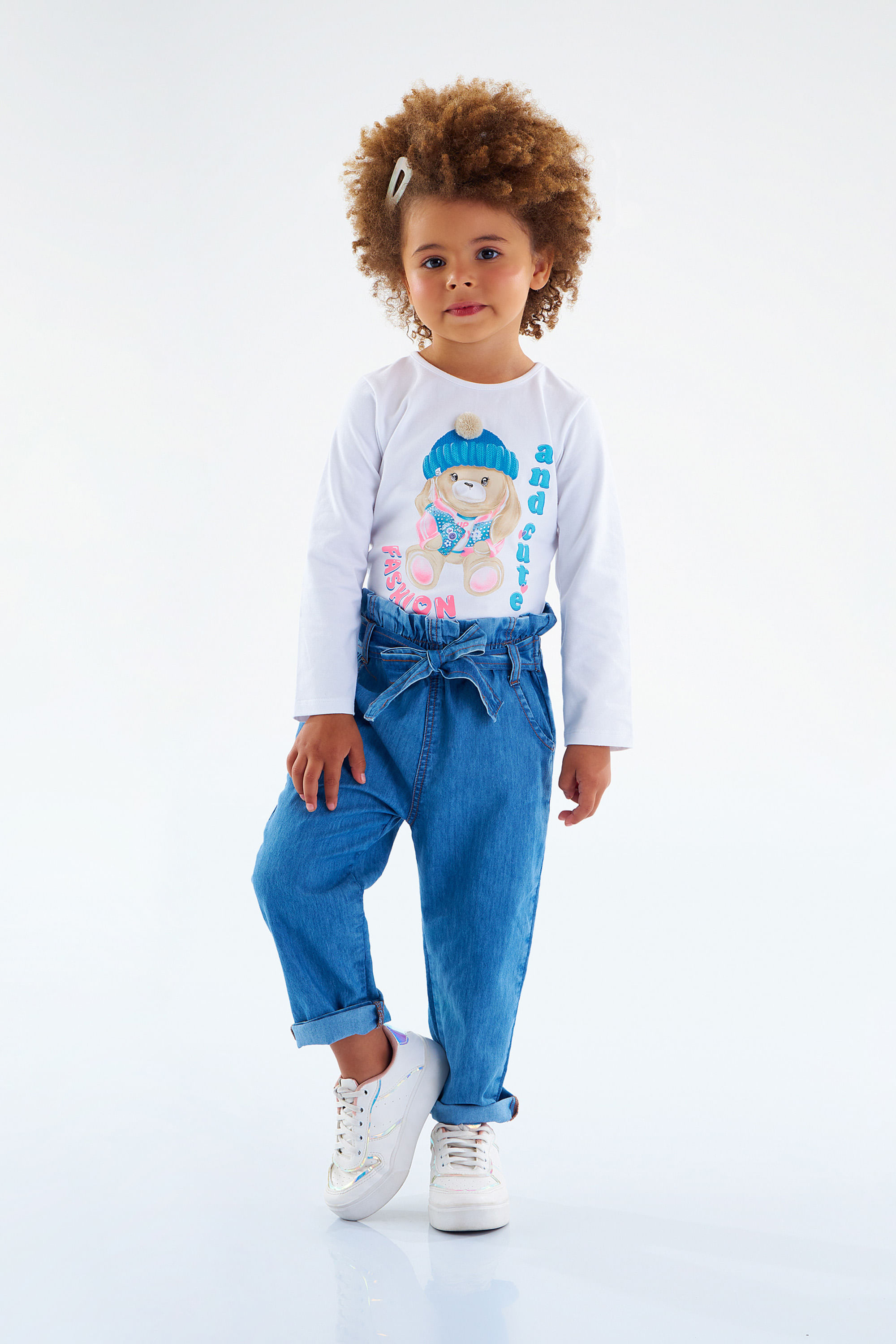 Blusa Fashion and Cute em Cotton Infantil para Menina (Branco) Up Baby - Imagem 13