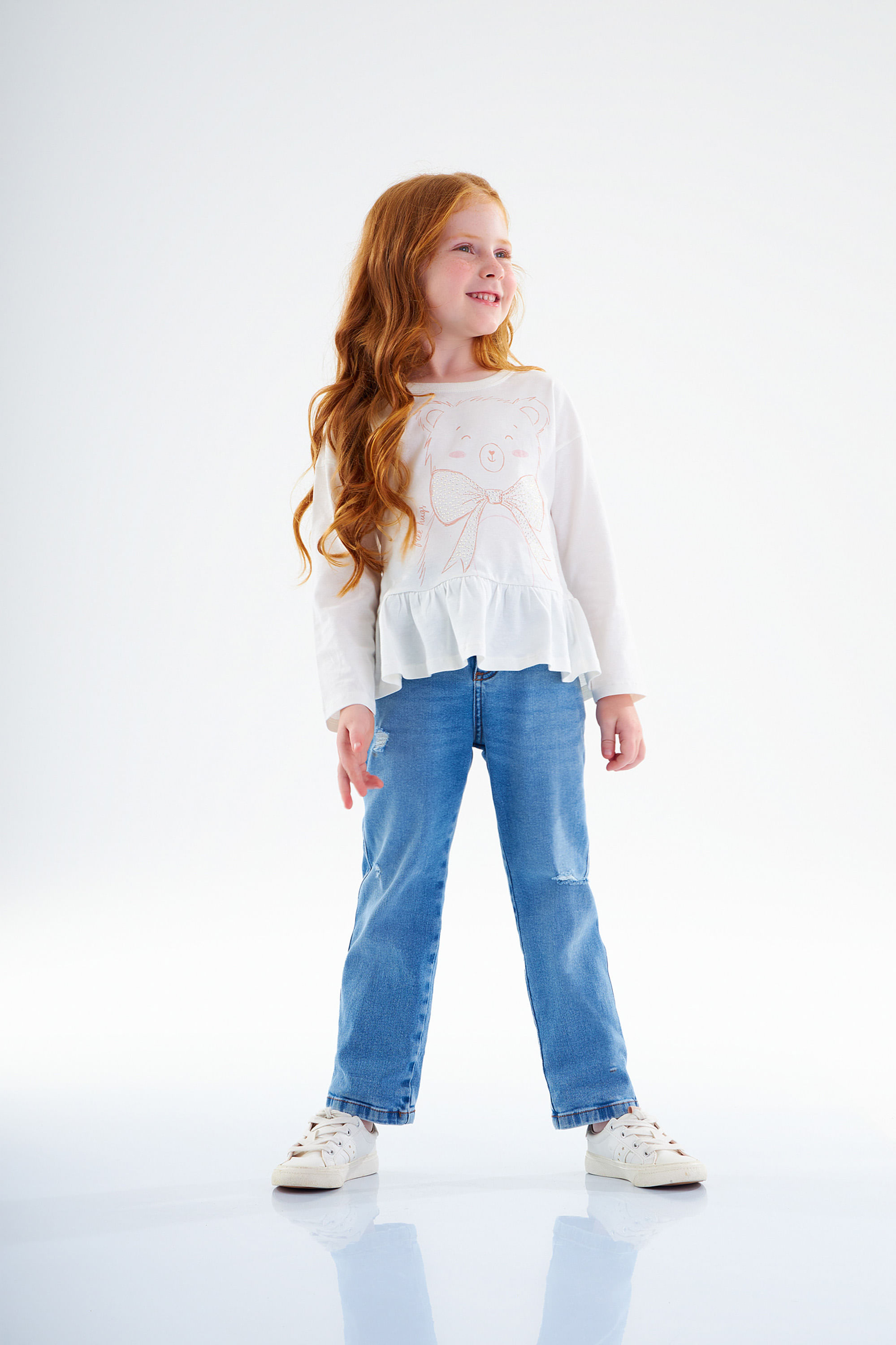 Bata Manga Longa Infantil Feminina em Meia Malha (Off White) Up Baby - Imagem 17