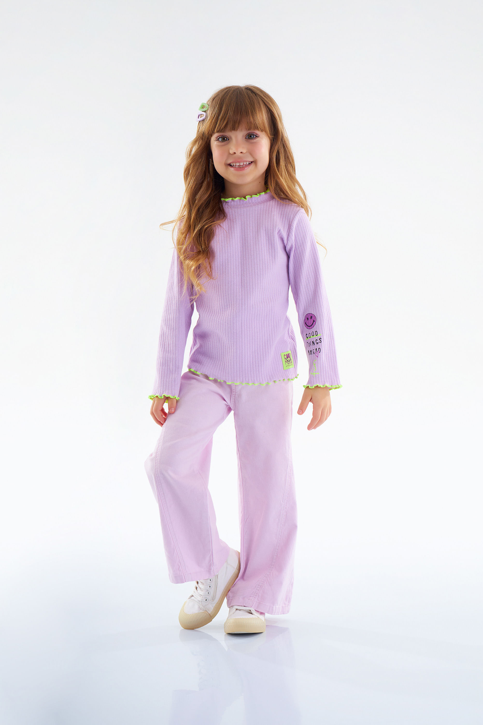Blusa Manga Longa em Ribana Canelada Infantil Feminina (Roxo) Up Baby - Imagem 21