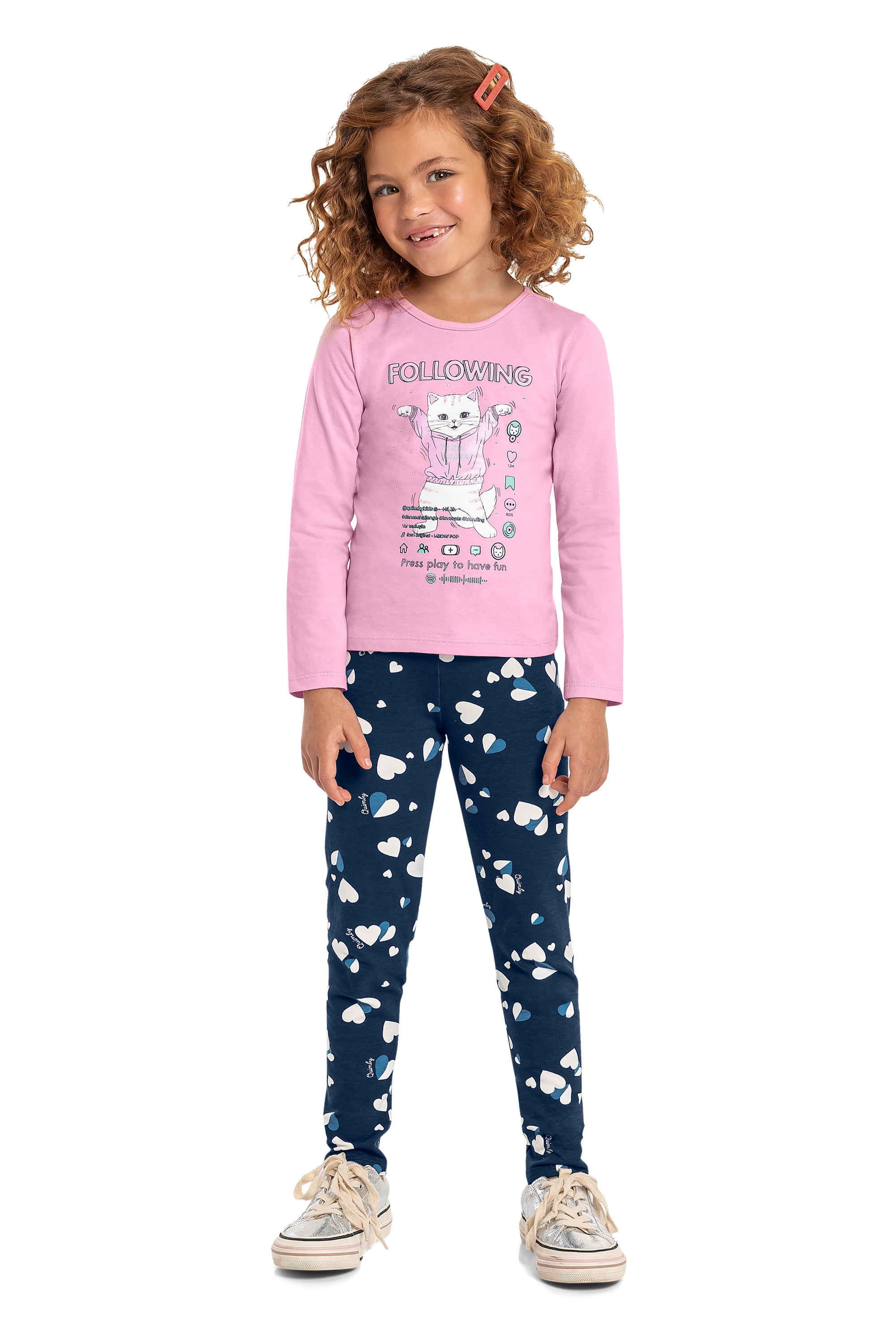 Calça Legging Estampada Infantil (Azul) Quimby