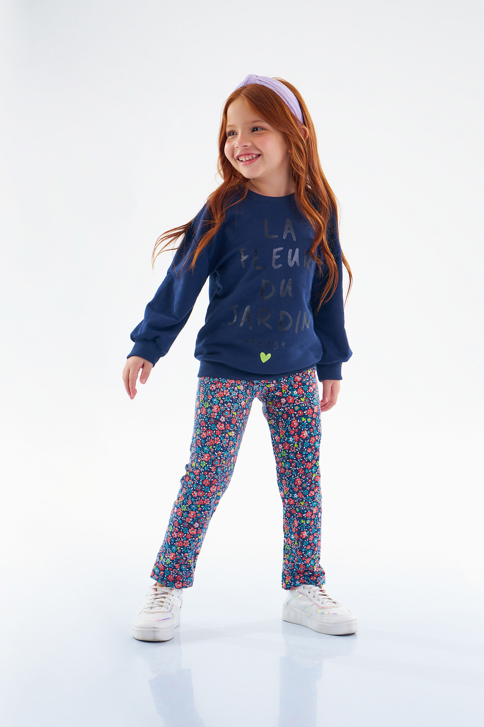 Conjunto de Inverno Infantil com Blusão e Legging para Menina (Azul escuro) Up Baby - Imagem 14