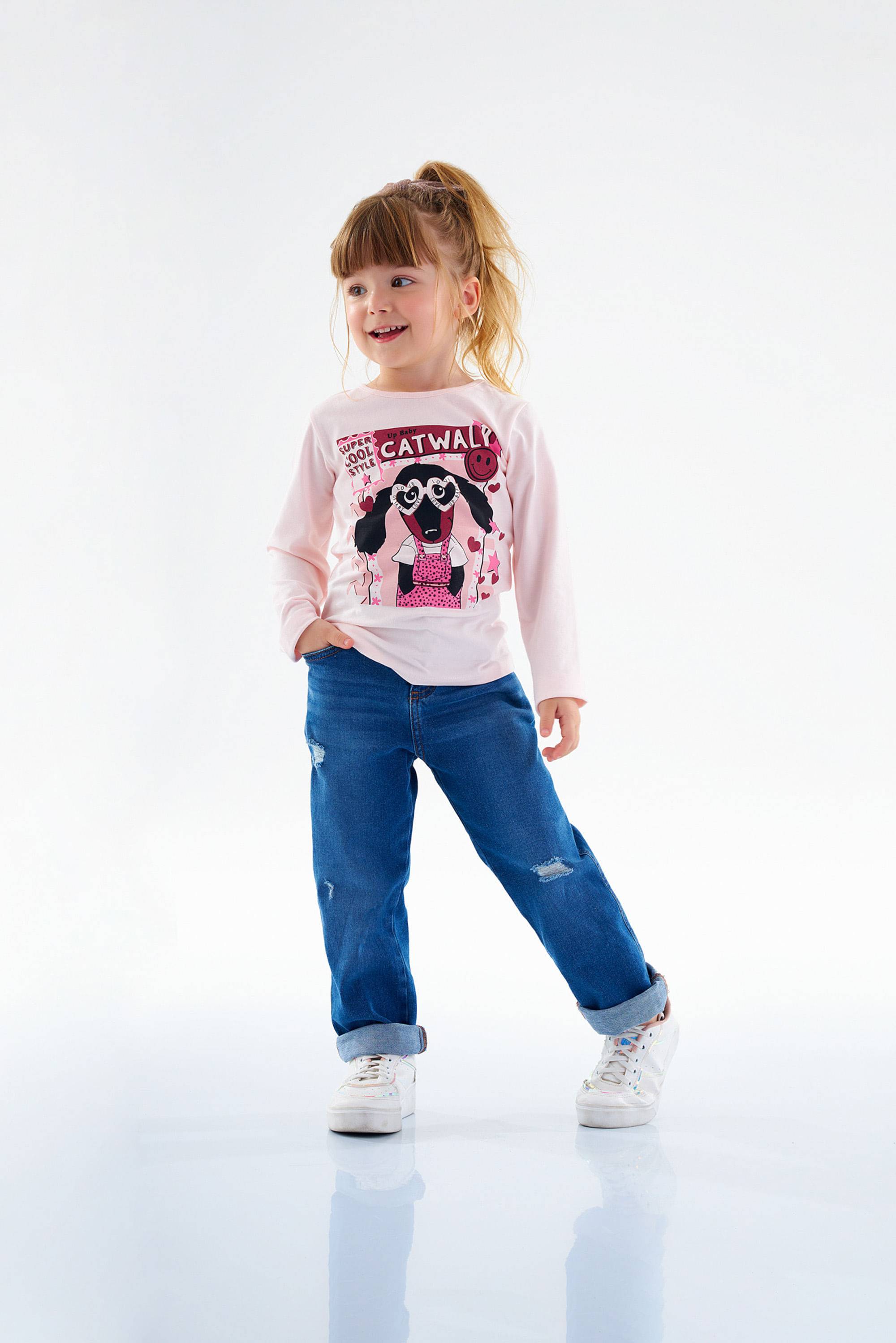 Blusa Manga Longa em Cotton Infantil Feminina (Rosa) Up Baby - Imagem 7