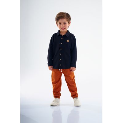 Camisa Manga Longa em Malha Texturizada Infantil Masculina (Preto) Up Baby