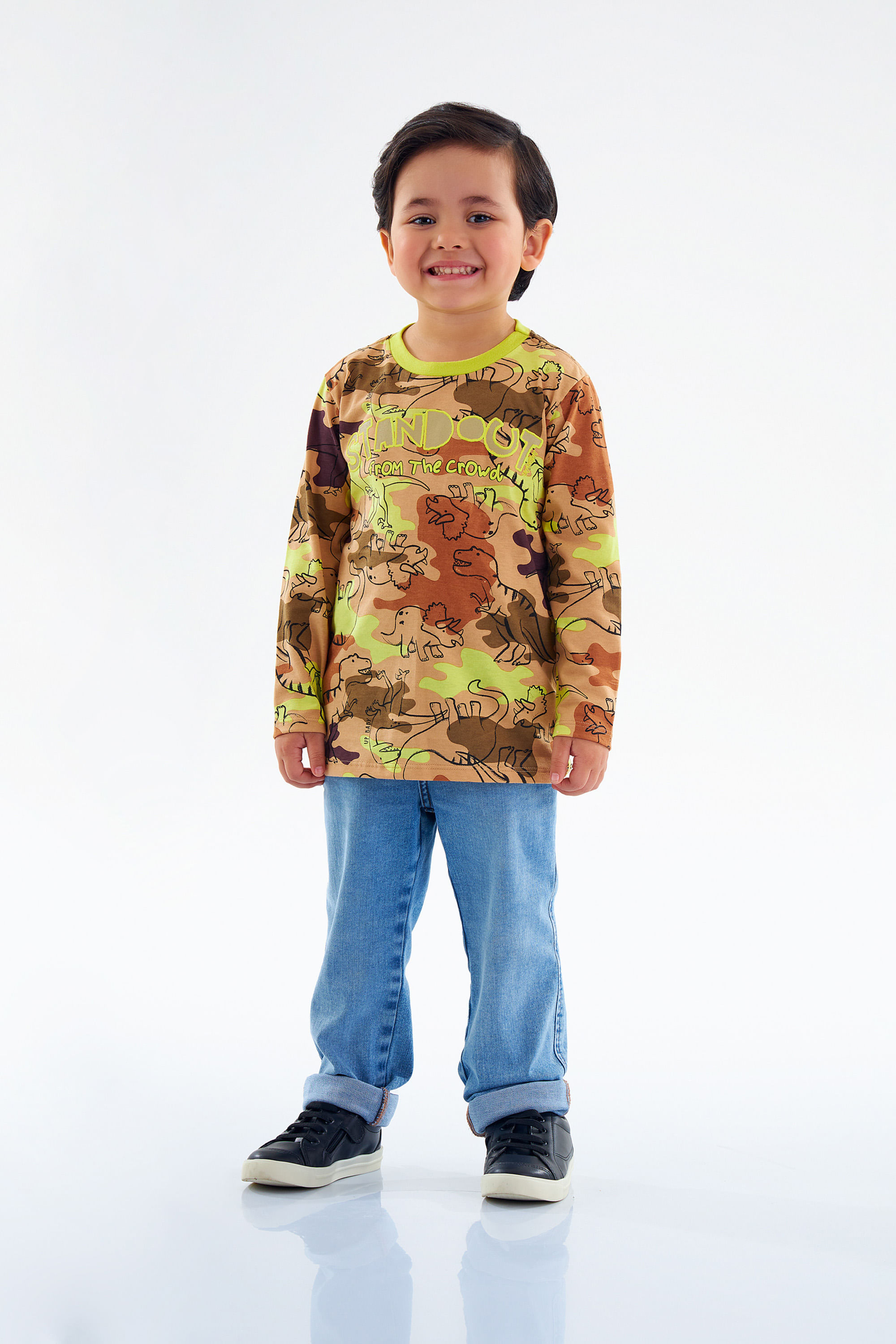 Camiseta Manga Longa Infantil Masculina em Meia Malha (Marrom) Up Baby - Imagem 19