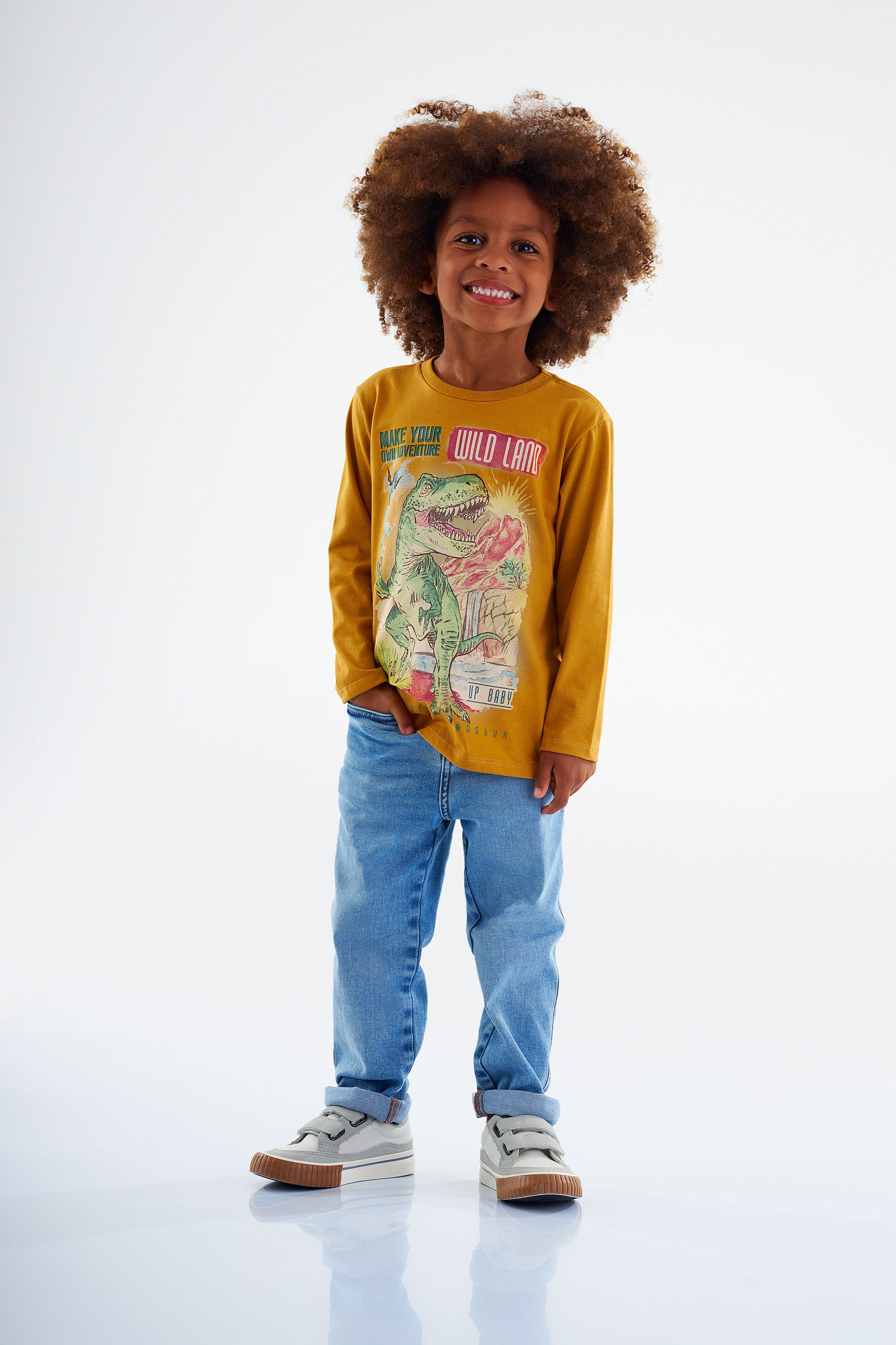 Camiseta Manga Longa em Meia Malha Infantil para Menino (Amarelo escuro) Up Baby - Imagem 19