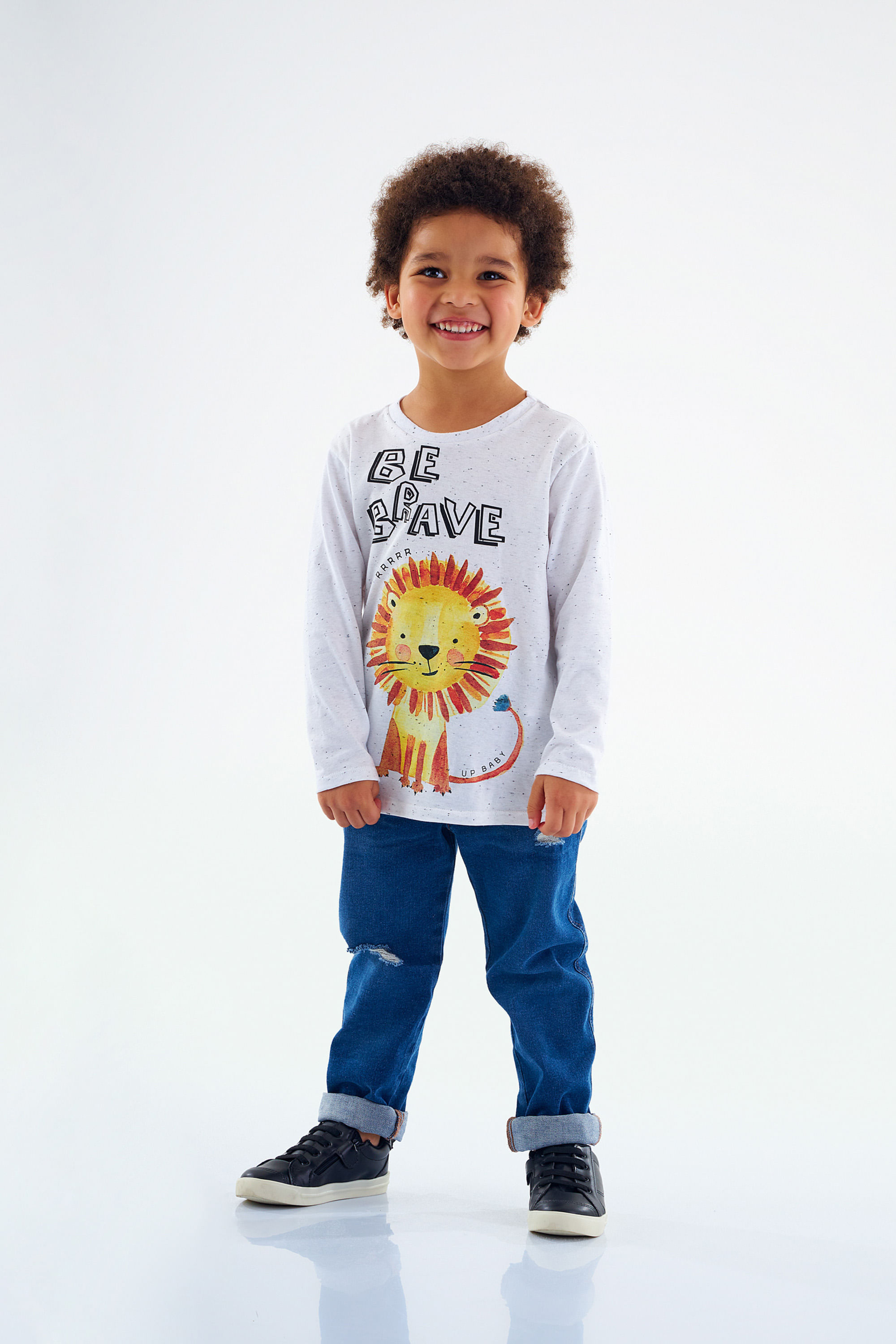 Camiseta Manga Longa Infantil Masculina Estampada (Branco) Up Baby - Imagem 13