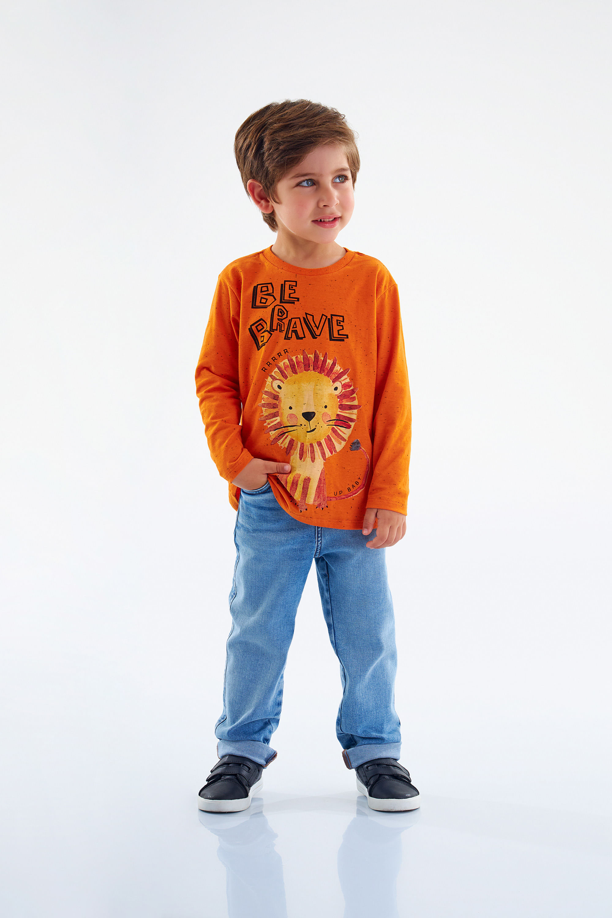 Camiseta Manga Longa Infantil Masculina Estampada (Laranja) Up Baby - Imagem 13