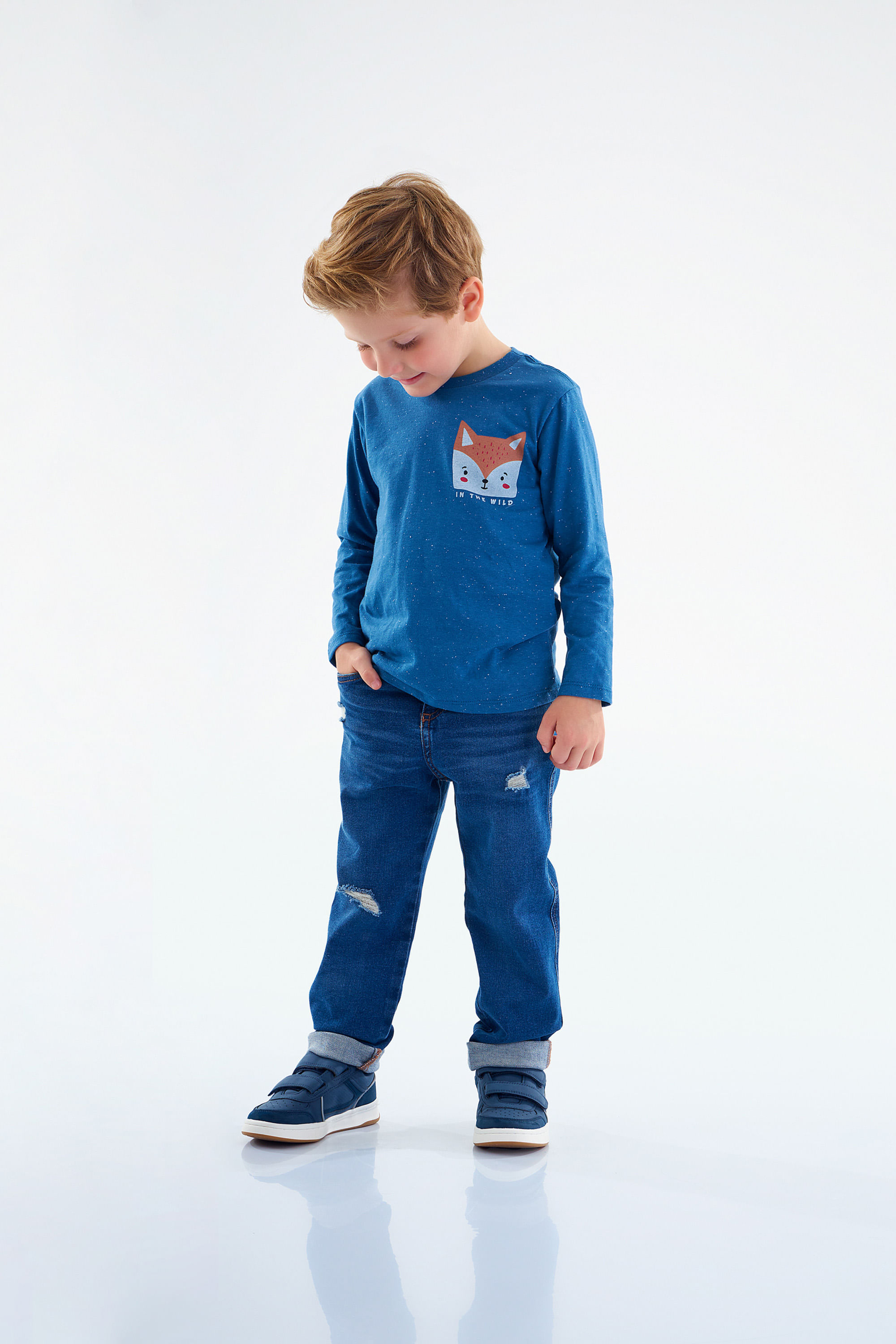 Camiseta Raposinha Infantil Masculina (Azul) Up Baby