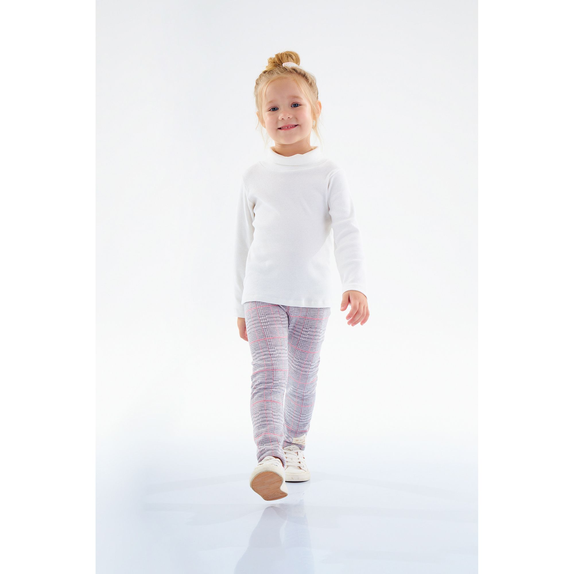 Up Baby - Calça Legging em Malha Xadrez Jacquard Infantil (Cinza) - Vestis