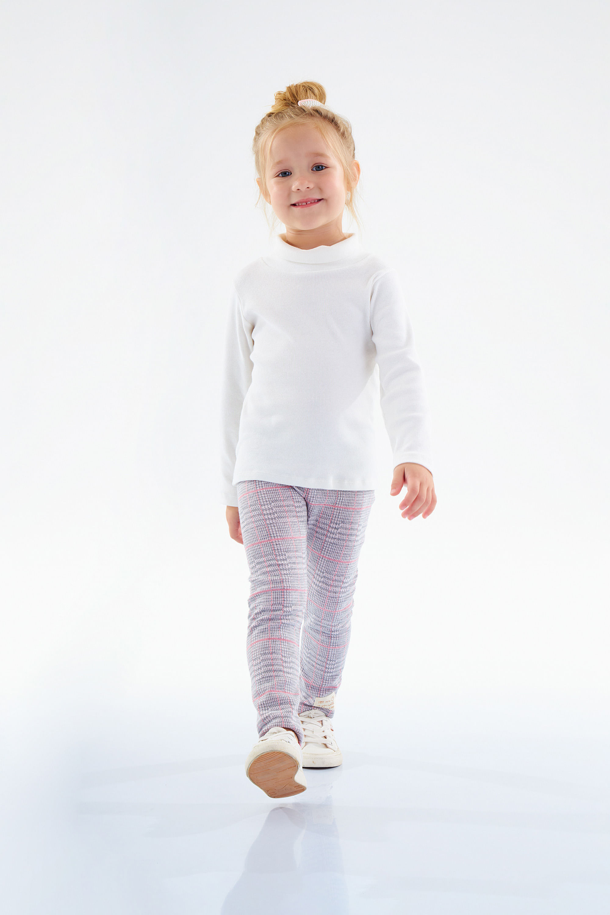 Calça Legging em Malha Xadrez Jacquard Infantil (Cinza) Up Baby