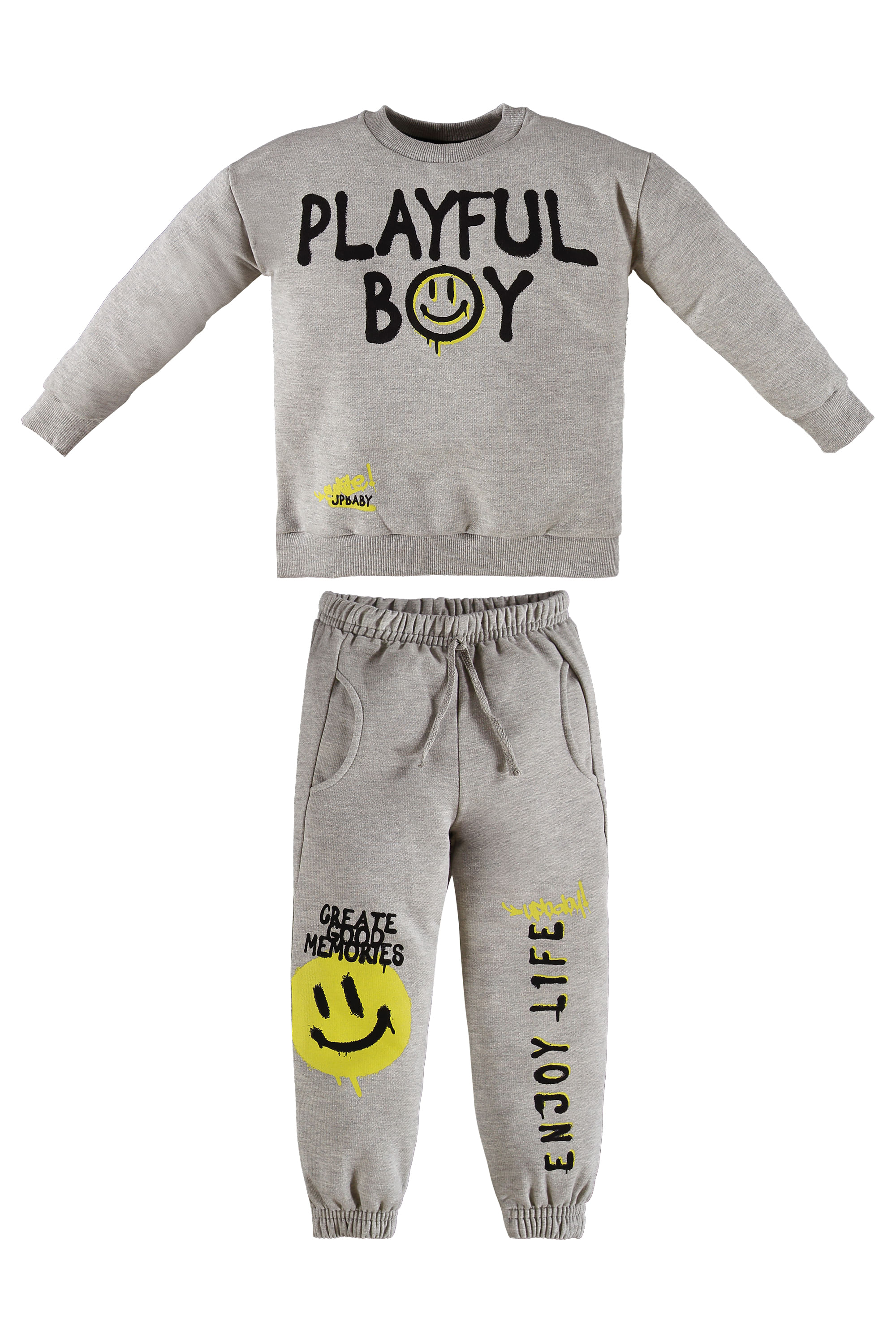 Conjunto Infantil Masculino com Blusão e Calça em Moletom (Cinza) Up Baby - Imagem 2