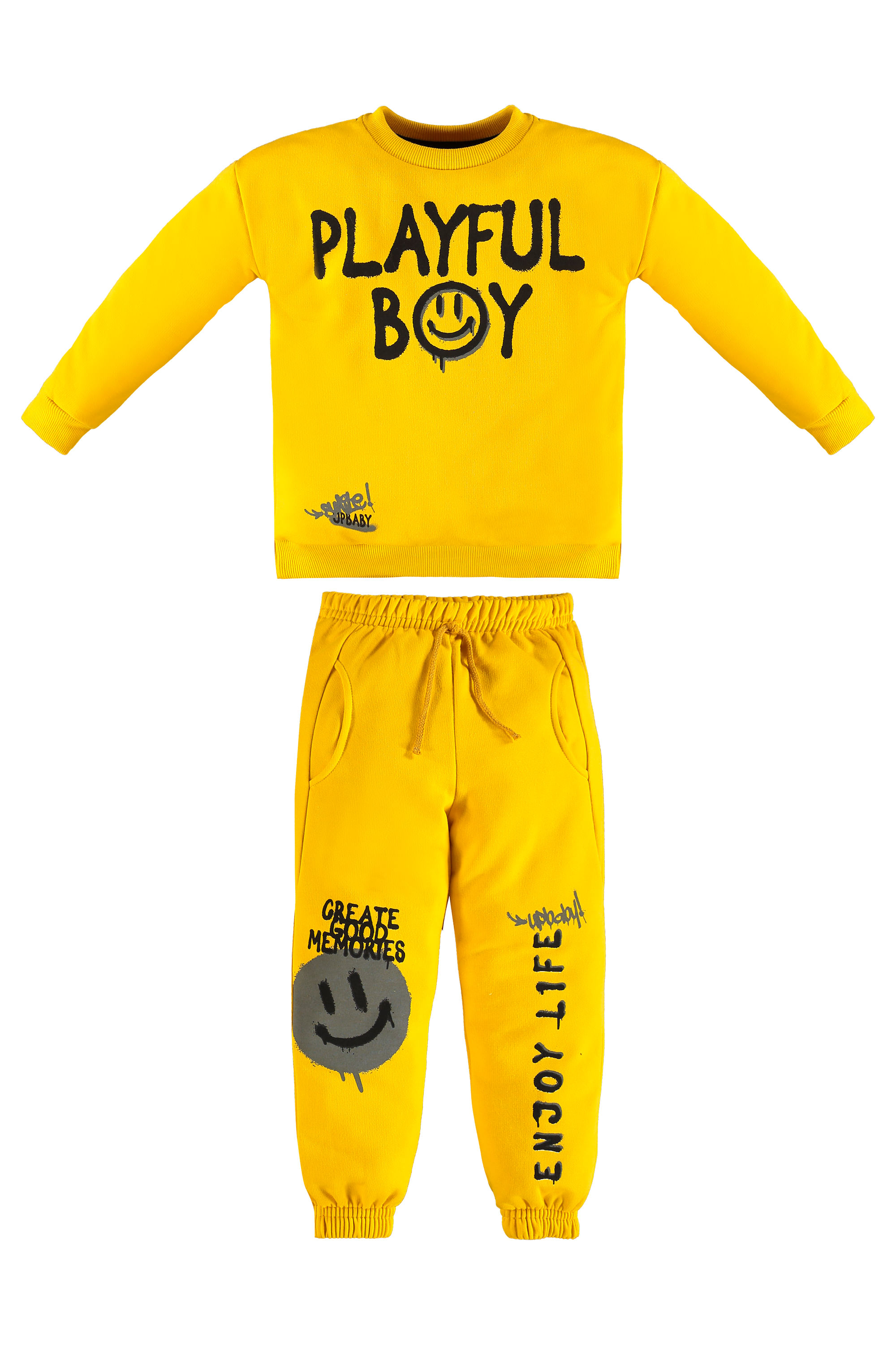 Conjunto Infantil Masculino com Blusão e Calça em Moletom (Amarelo) Up Baby - Imagem 2