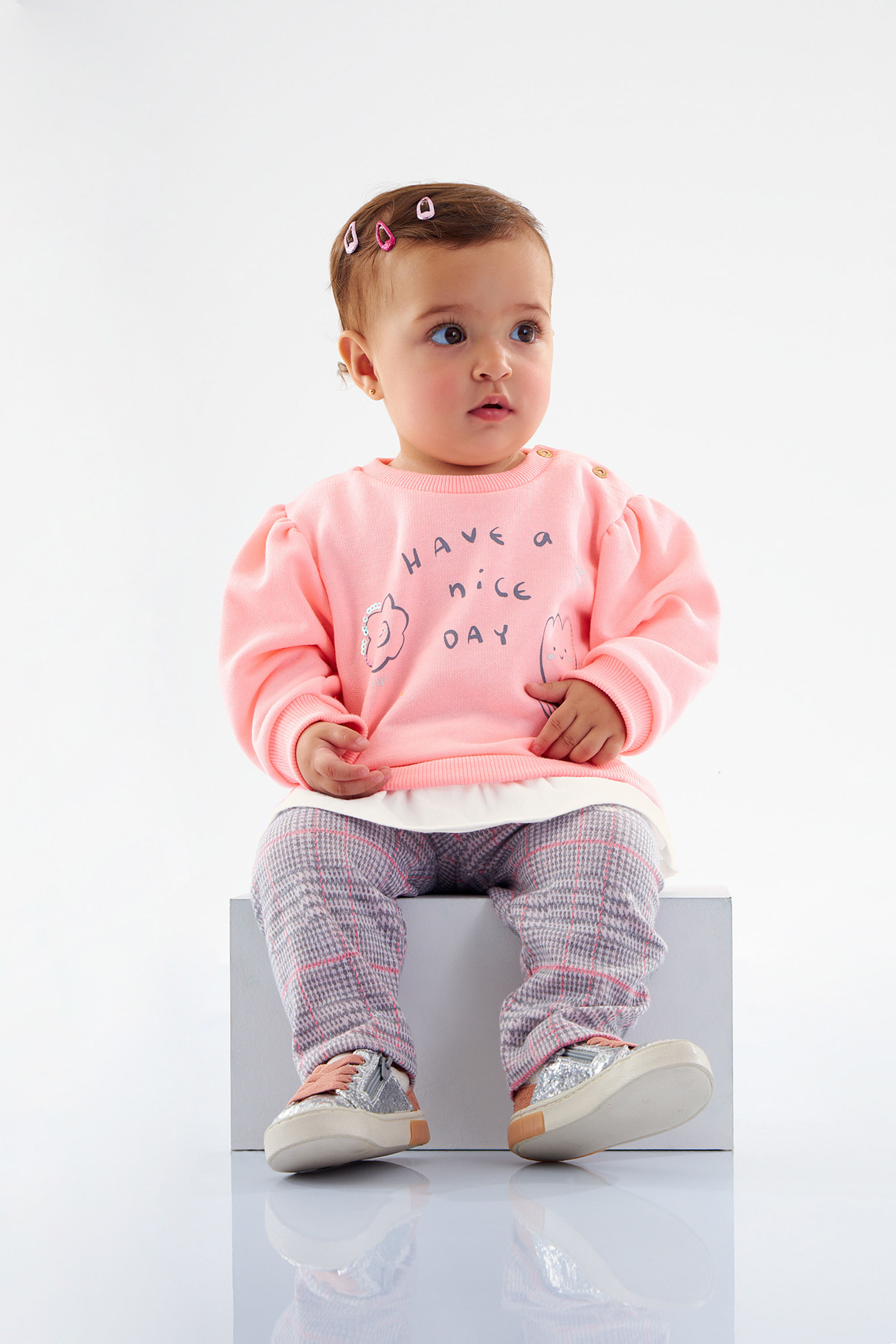 Conjunto com Blusão e Calça Legging para Bebê Menina (Rosa) Up Baby