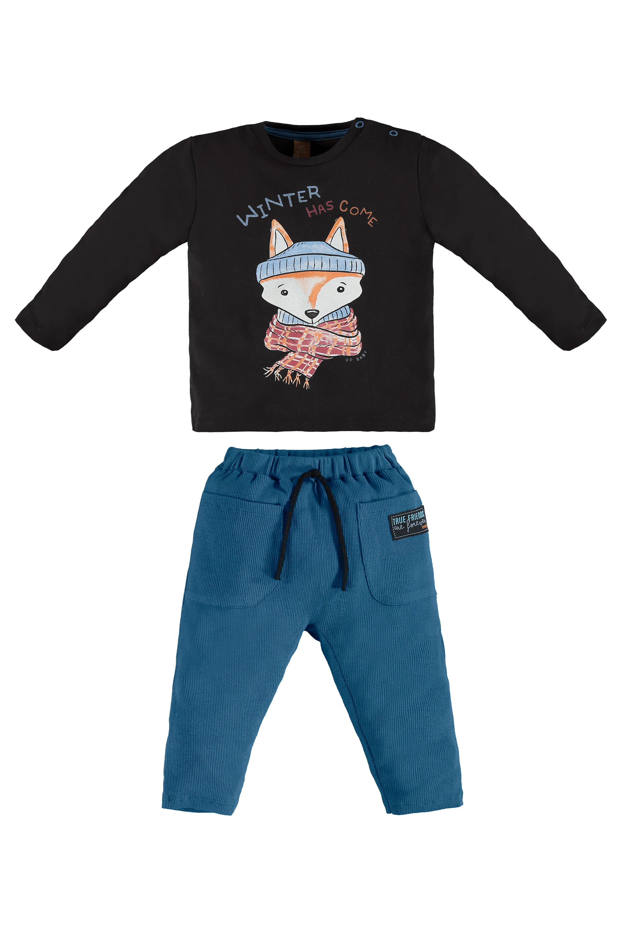 Conjunto de Inverno Raposinha com Camiseta Manga Longa e Calça (Preto) Up Baby