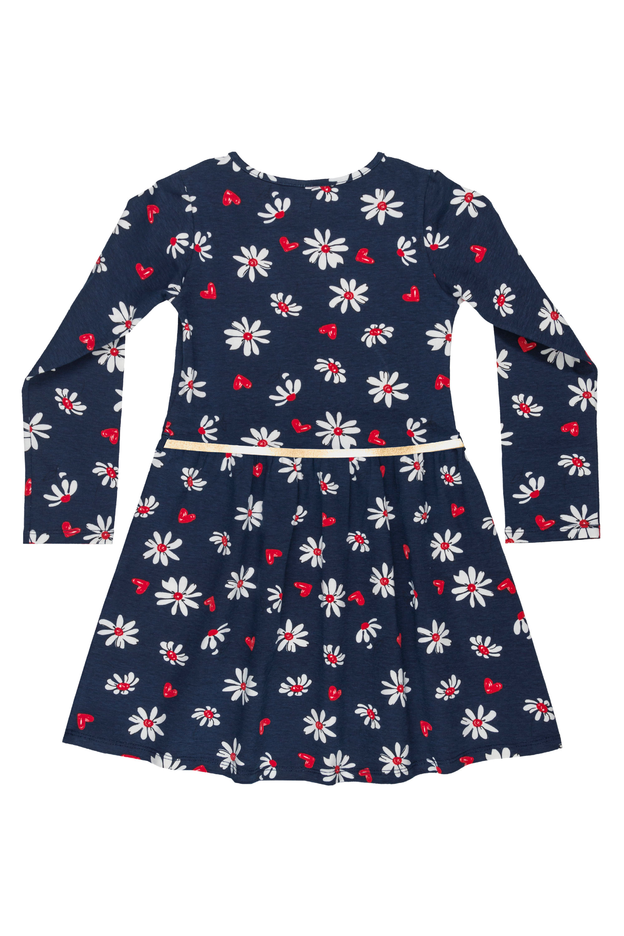 Vestido manga longa Infantil em Cotton (Azul) Bee Loop - Imagem 3