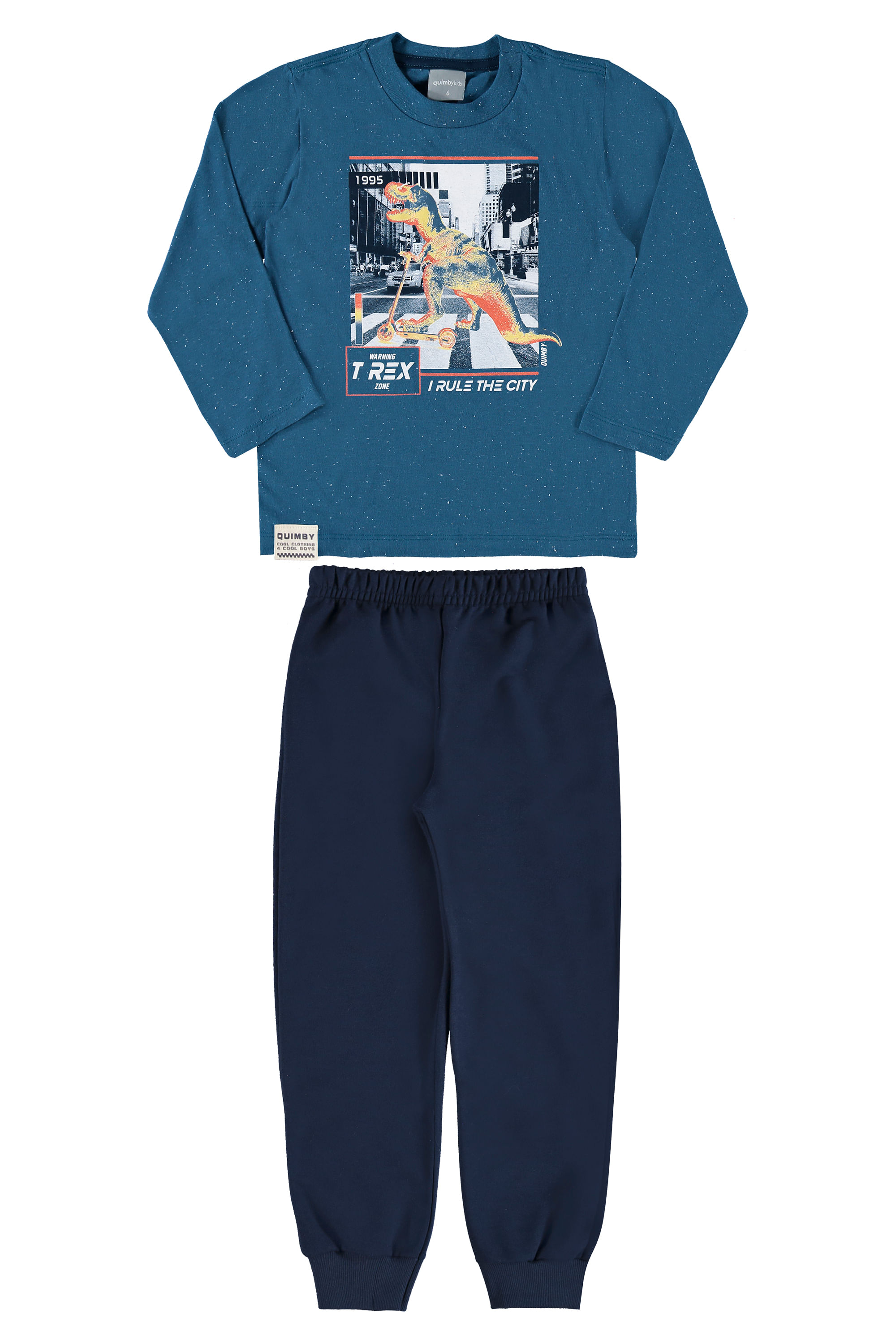 Conjunto Camiseta Manga Longa e Calça Infantil (Azul) Quimby - Imagem 2