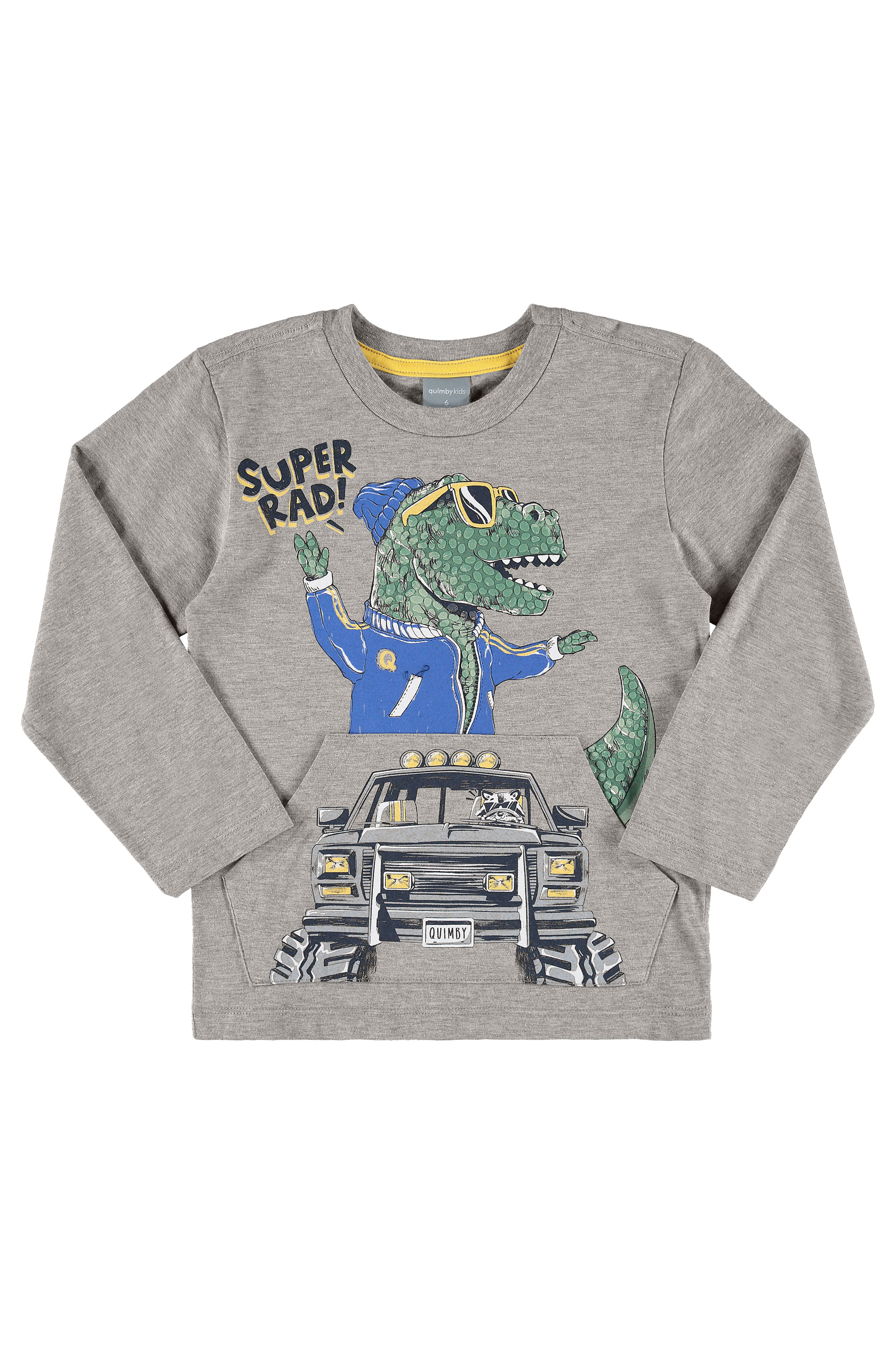 Camiseta Infantil Dino Menino (Cinza) Quimby - Imagem 2