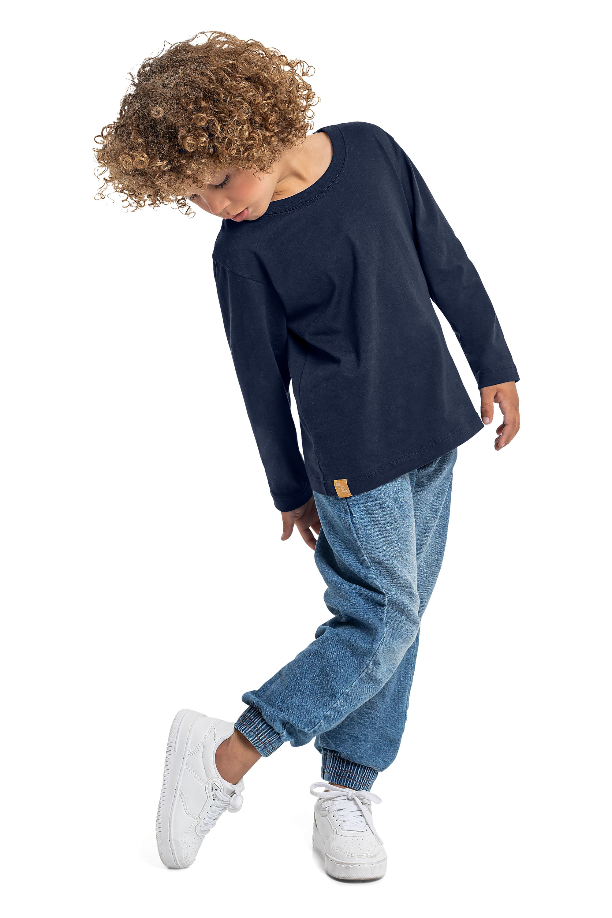 Camiseta Manga Longa Infantil Menino (Azul) Quimby