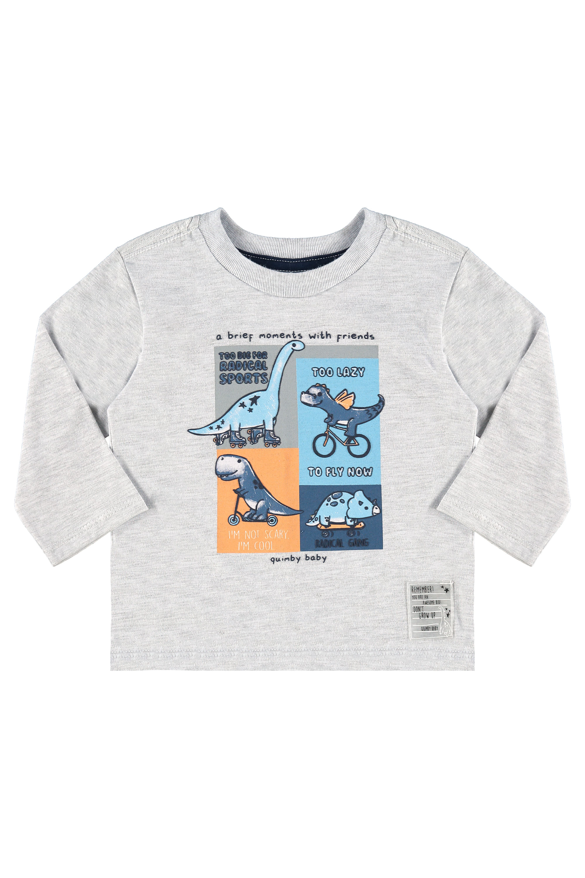 Camiseta Manga Longa Bebê Menino (Cinza) Quimby