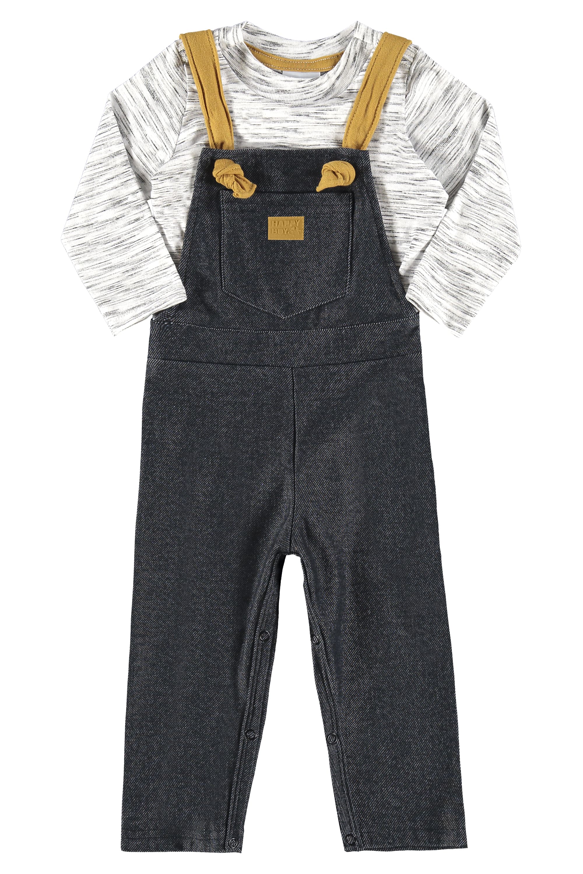 Conjunto Jardineira e Camiseta Bebê (Branco) Quimby