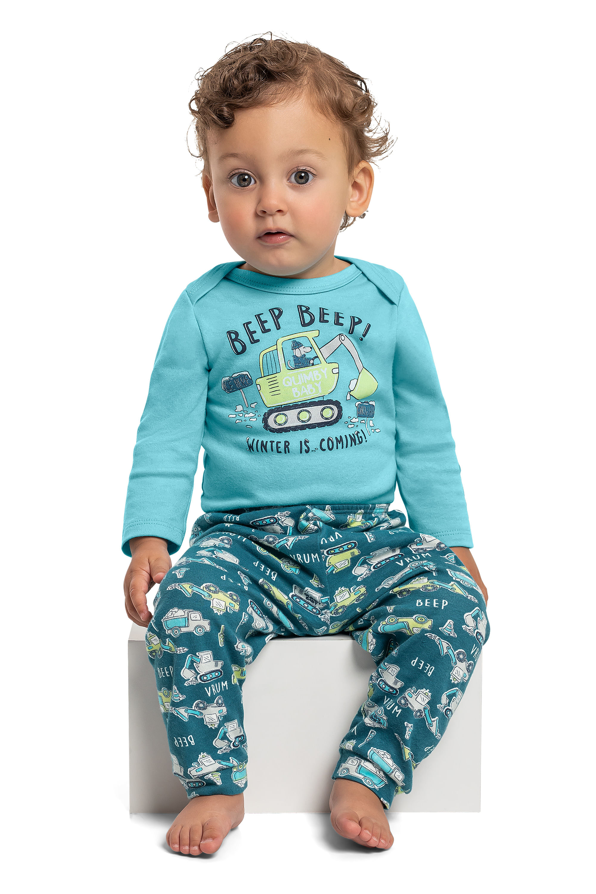 Calça Culote Bebê em Suedine (Azul) Quimby