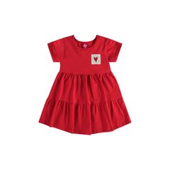 Bee-Loop---Vestido-Primavera-Manga-Curta-em-Meia-Malha-para-Bebes-Vermelho
