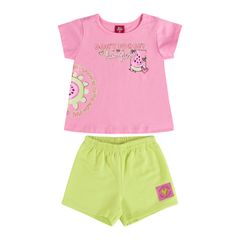 Bee-Loop---Conjunto-para-Bebe-Menina-com-Blusa-Manga-Curta-e-Short-Rosa