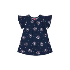 Bee-Loop---Vestido-Encanto-Primaveril-em-Meia-Malha-para-Bebes-com-Manga-Curta-Azul