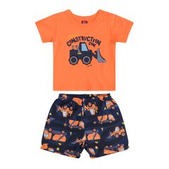 Conjunto-Construction-Zone-para-Bebe-Menino-com-Camiseta-e-Bermuda--Laranja--Bee-Loop
