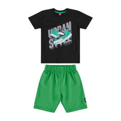 Conjunto-Infantil-Masculino-Urban-Style-com-Camiseta-e-Bermuda--Preto--Bee-Loop