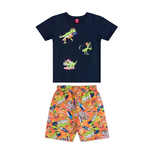 Conjunto-Wild-And-Cool-com-Camiseta-e-Bermuda-Infantil-Masculino--Azul--Bee-Loop