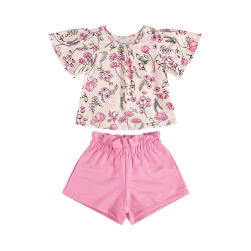 Conjunto-com-Blusa-e-Short-para-Bebe-Menina--Rosa--Quimby