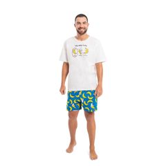 Pijama-Adulto-Masculino-com-Camiseta-e-Bermuda-em-Meia-Malha--Branco--Quimby
