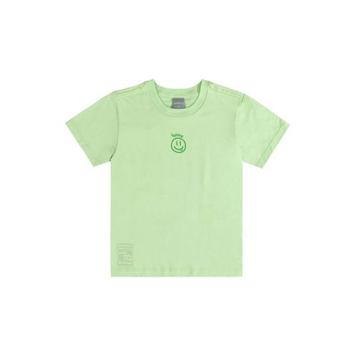 Camiseta-Curta-Emoji-em-Meia-Malha-Infantil-Unissex--Verde--Quimby