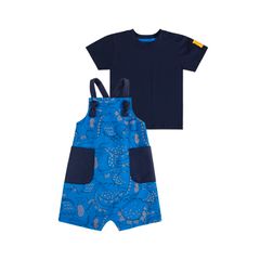 Conjunto-para-Bebes-com-Jardineira-de-Moletom-e-Camiseta-em-Meia-Malha--Azul--Quimby